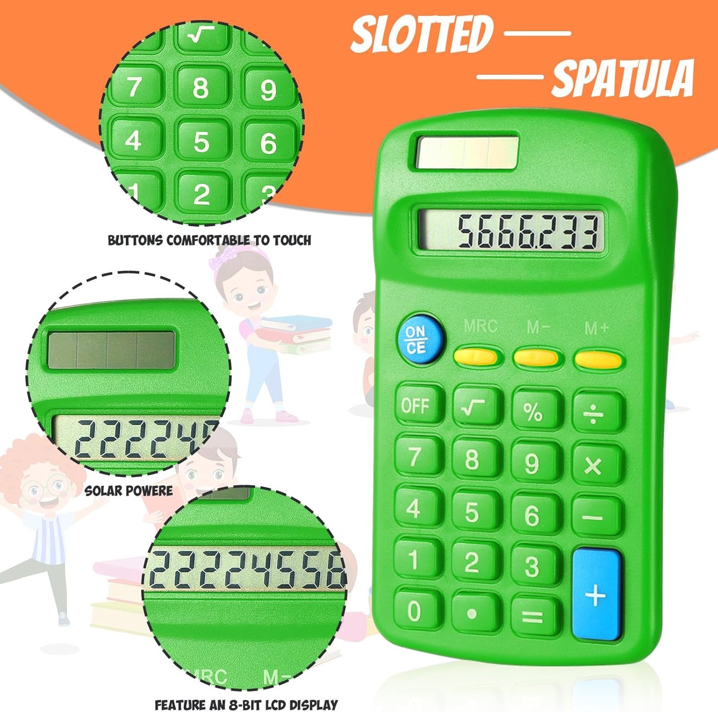 24 Pieces Basic Calculators for Students Small Pocket Size 8 Digit Display Mini Calculators Dual Powered Handheld for School Desktop Home(Green)