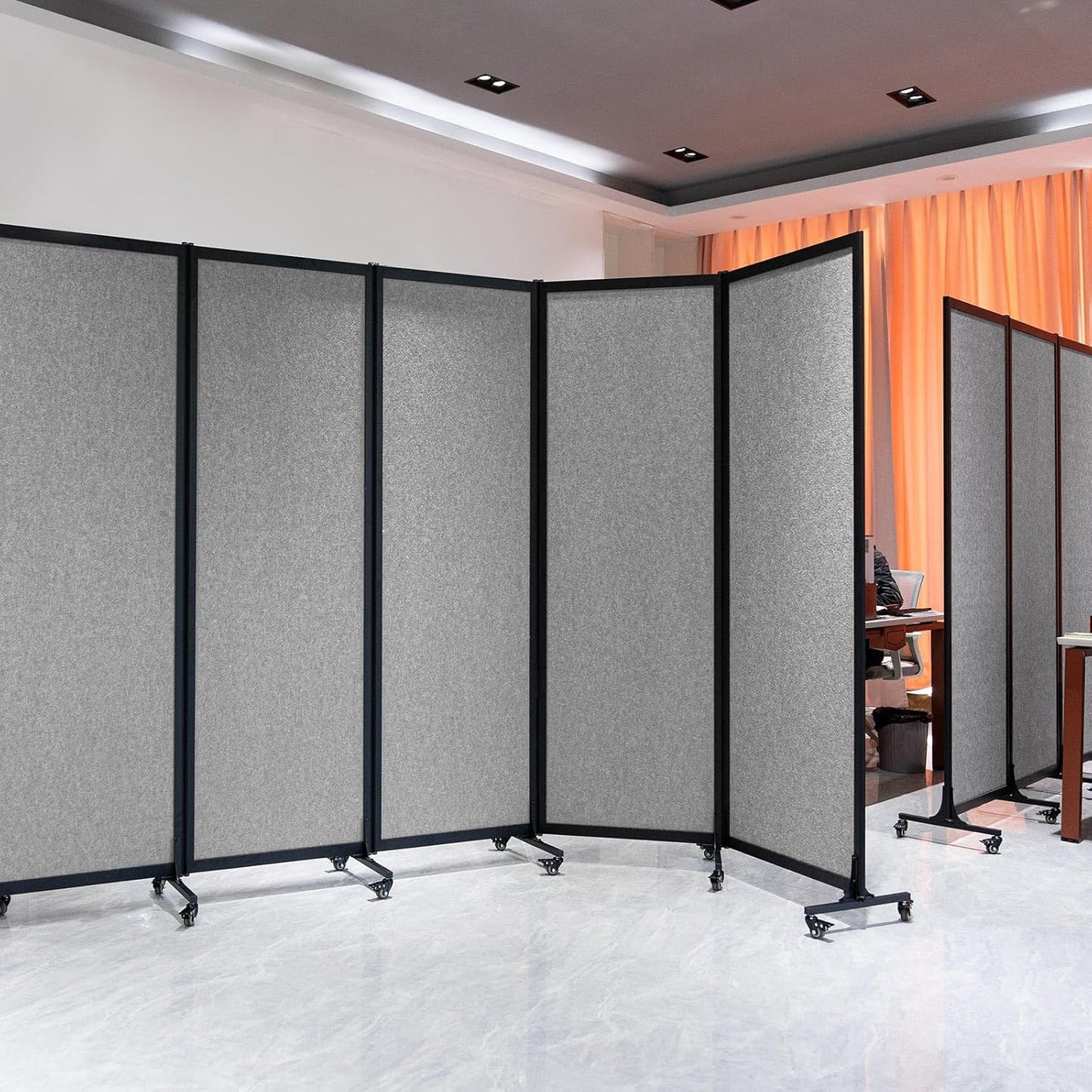 Upgrade Version Room Partition and Divider, Freestanding Rolling Dividers with Wheels,Office Privacy Screen Divider Wall,Classroom Felt Dividers,6'L* 6'7"H,3 Panel,Light Grey