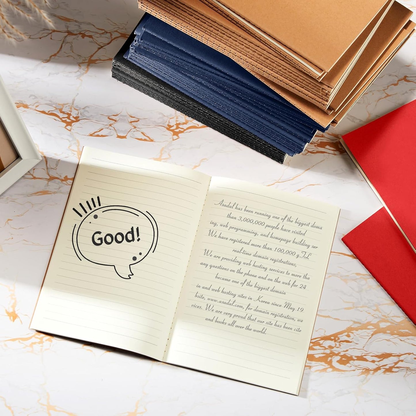 100 Pcs Kraft Notebook Journals 5.5 Inch x 8.3 Inch A5 Softcover Notebooks Bulk for Writing Sketch Office Notepad with 60 Pages 30 Sheets(Black, Brown, Red, Navy,Lined)