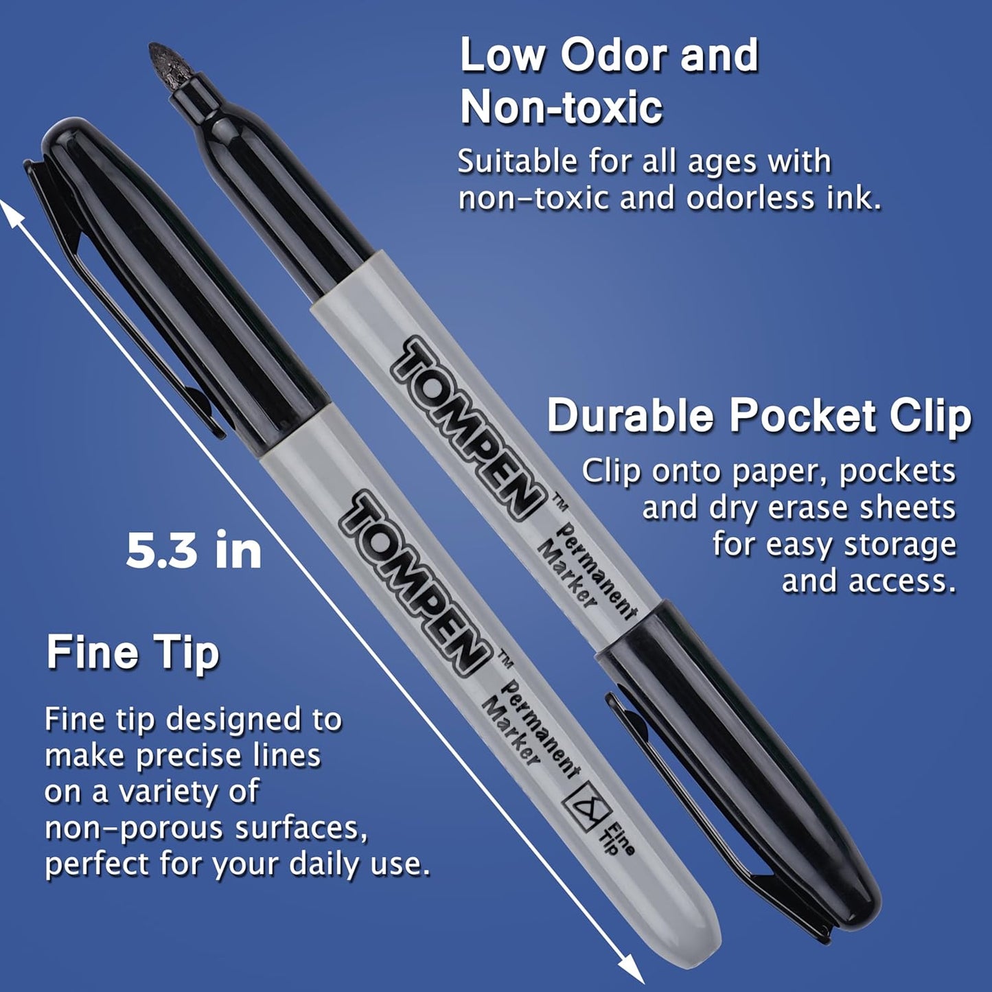 Black Permanent Markers,Fine Tip,48 Count Bulk,Waterproof Permanent Marker Pens with Quick Drying on Wood,Plastic,Paper,Metal,Mirror for Office School Classroom Home