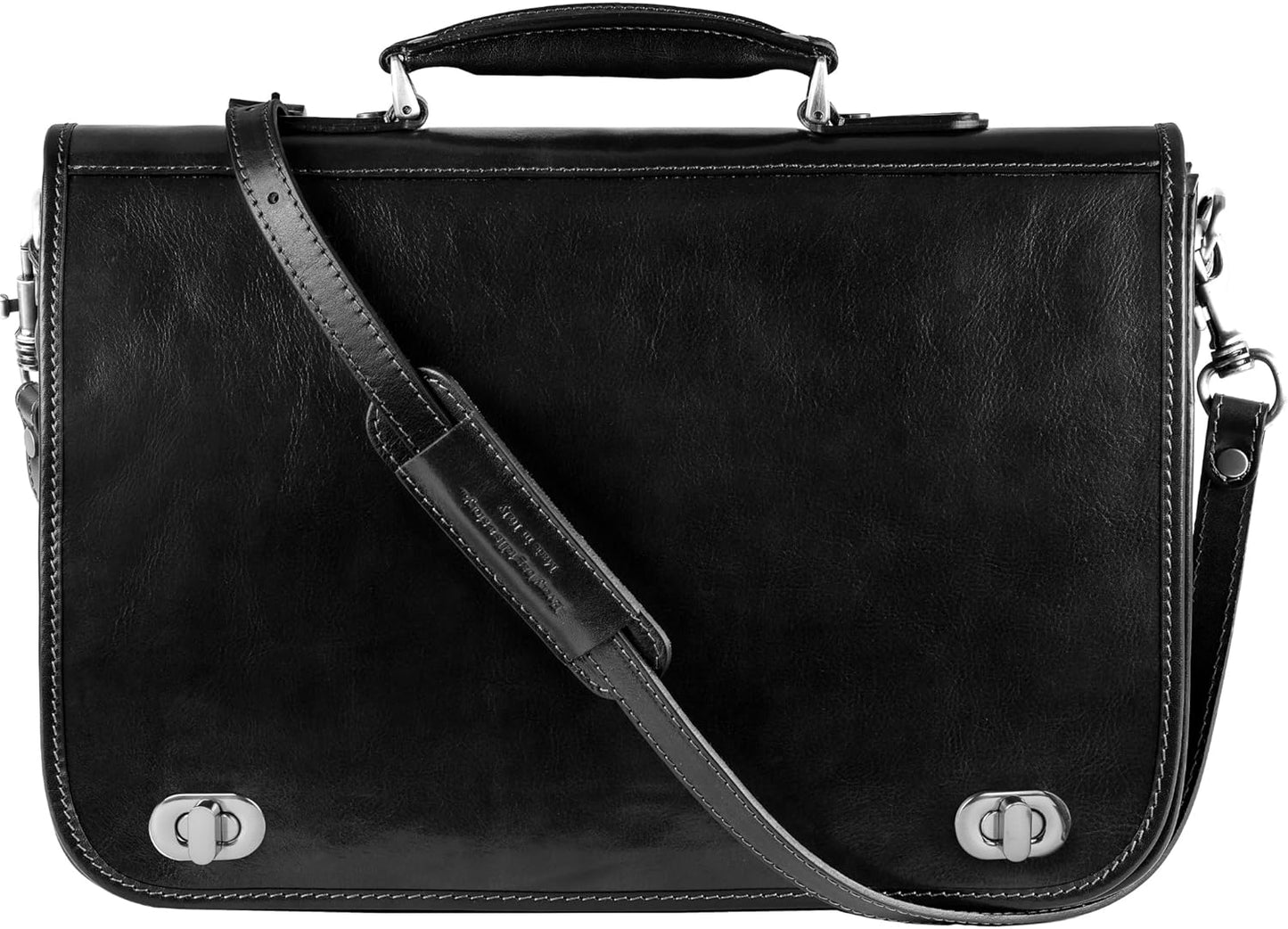 Time Resistance Leather Briefcase for Men - Italian Full Grain Leather Laptop Bag - Messenger Bag - Gift Box Included