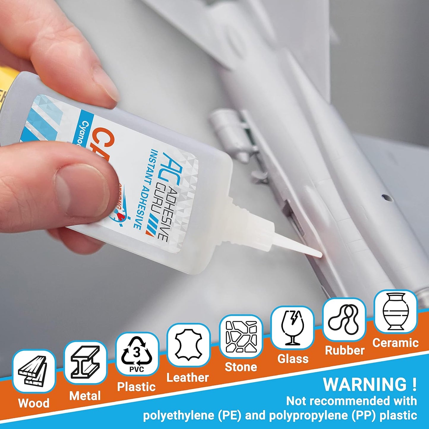 Adhesive Guru CA Glue with Activator Woodworking (12 x 0.9 oz - 12 x 3.38 fl oz) Ca Glue for Woodworking, Cyanoacrylate Glue and Activator (12 Pack)