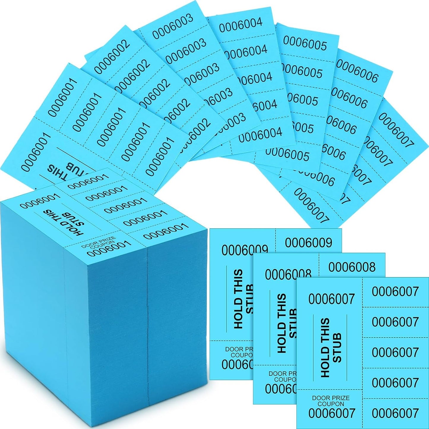 Kosiz 1000 Sheets 5 Bid Raffle Ticket Sheets Chinese Auction Tickets Numbers for Basket Events and Silent Auctions (Lake Blue)
