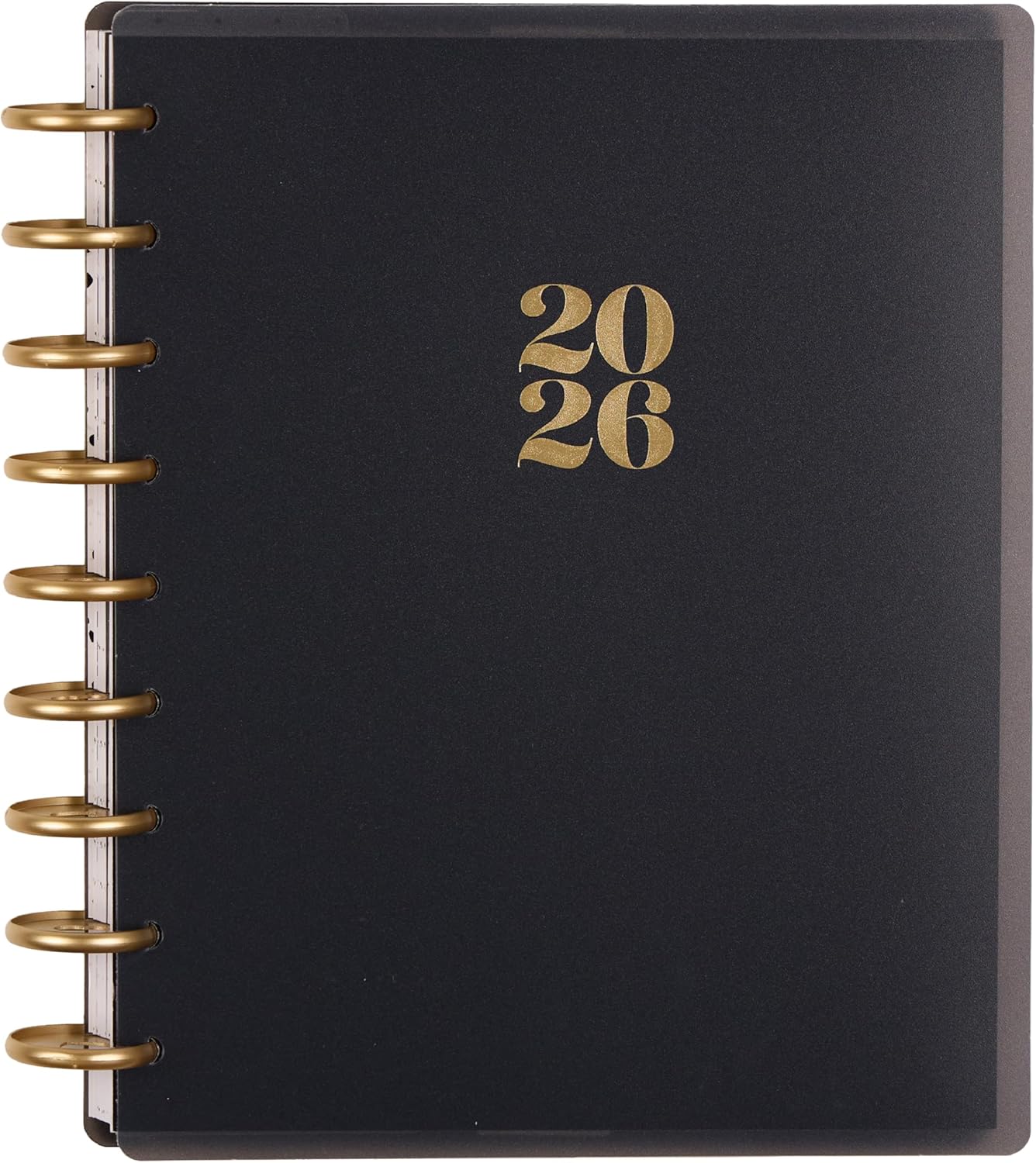 Happy Planner Disc-Bound Planner Jan.–Dec. 2026, Includes 3 Extra Months and 2 Sticker Sheets, Classic Size, 7" x 9.25", Dashboard Layout, Modern Texture