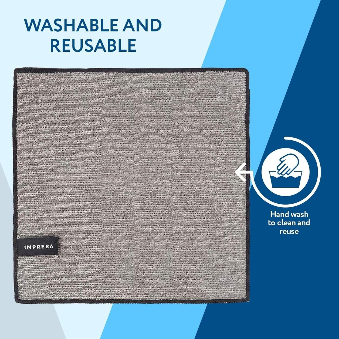 Impresa Magnetic Microfiber Dry Erase Cloth Erasers - 10 in x 10 in, 4-Pack, White, Reusable & Washable - Strong Magnet Grip for Whiteboards & More - Teacher Supplies & Classroom Must Haves