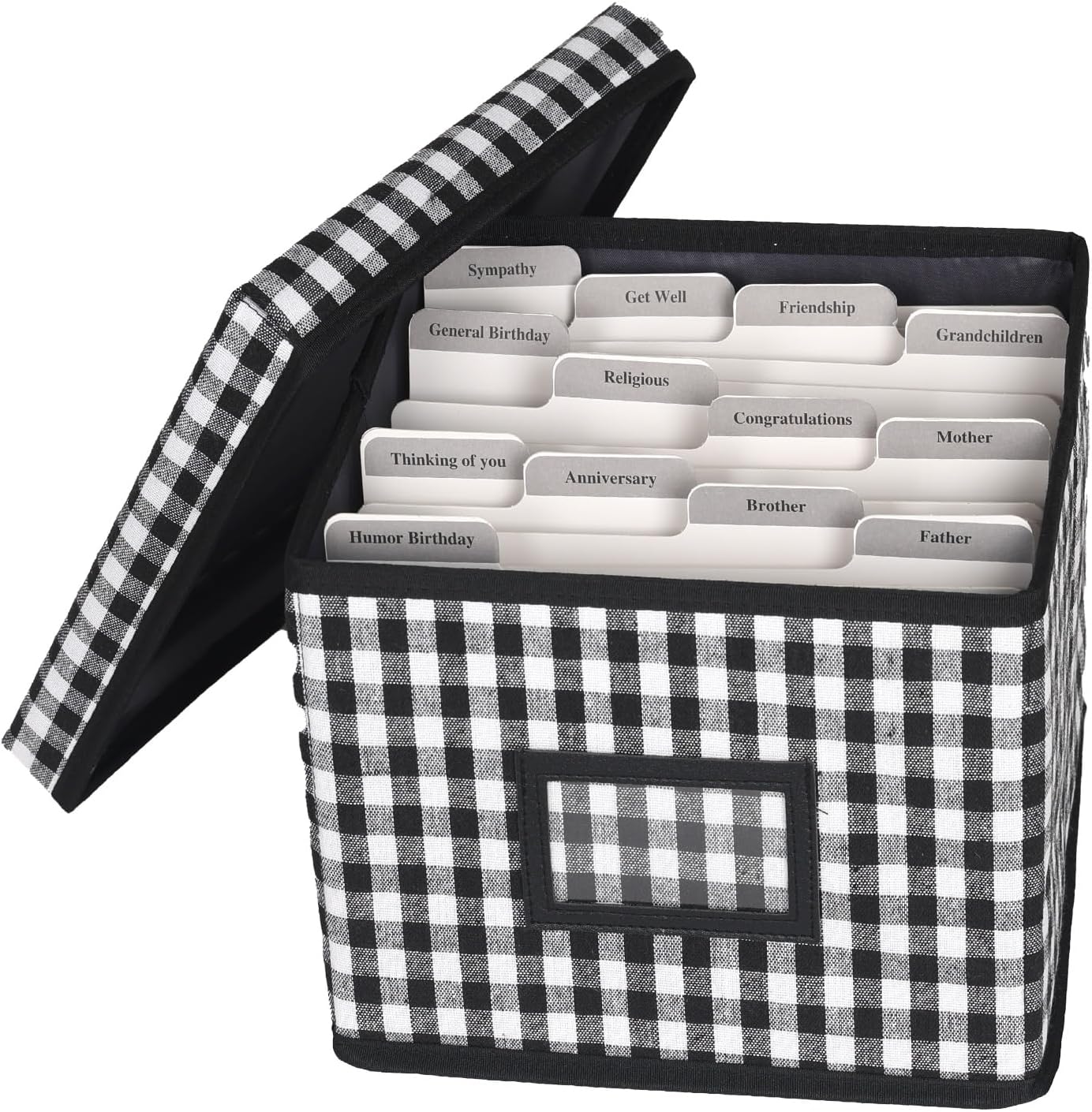 Greeting Card Organizer and Storage Box with 15 Adjustable Dividers, Stores 140+ Cards, Suitable for Storing Greeting Cards, Envelopes, Stickers, Photos, Notecards and More