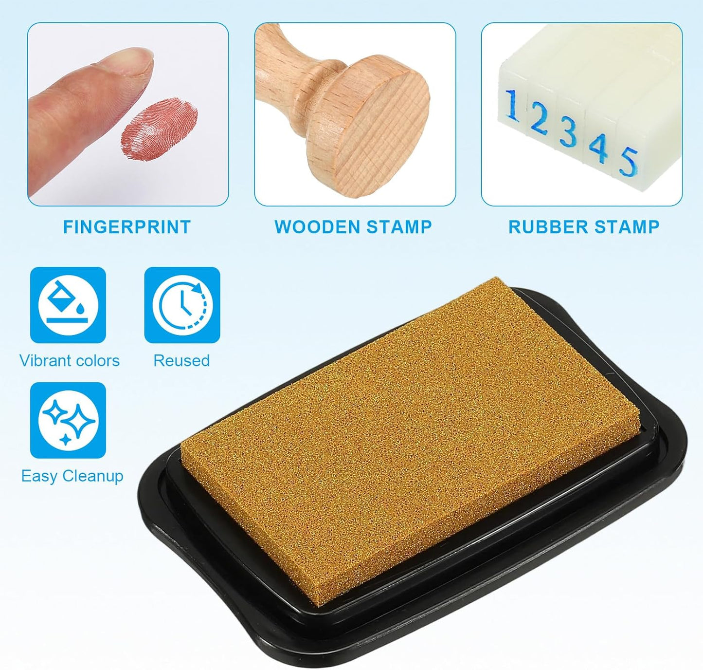 PATIKIL 3"x2" Large Stamp Pad, 2Pcs Washable Craft Ink Pad for Rubber Stamp Card Making Stamping Scrapbook Fingerprint Handprint, Golden/Black