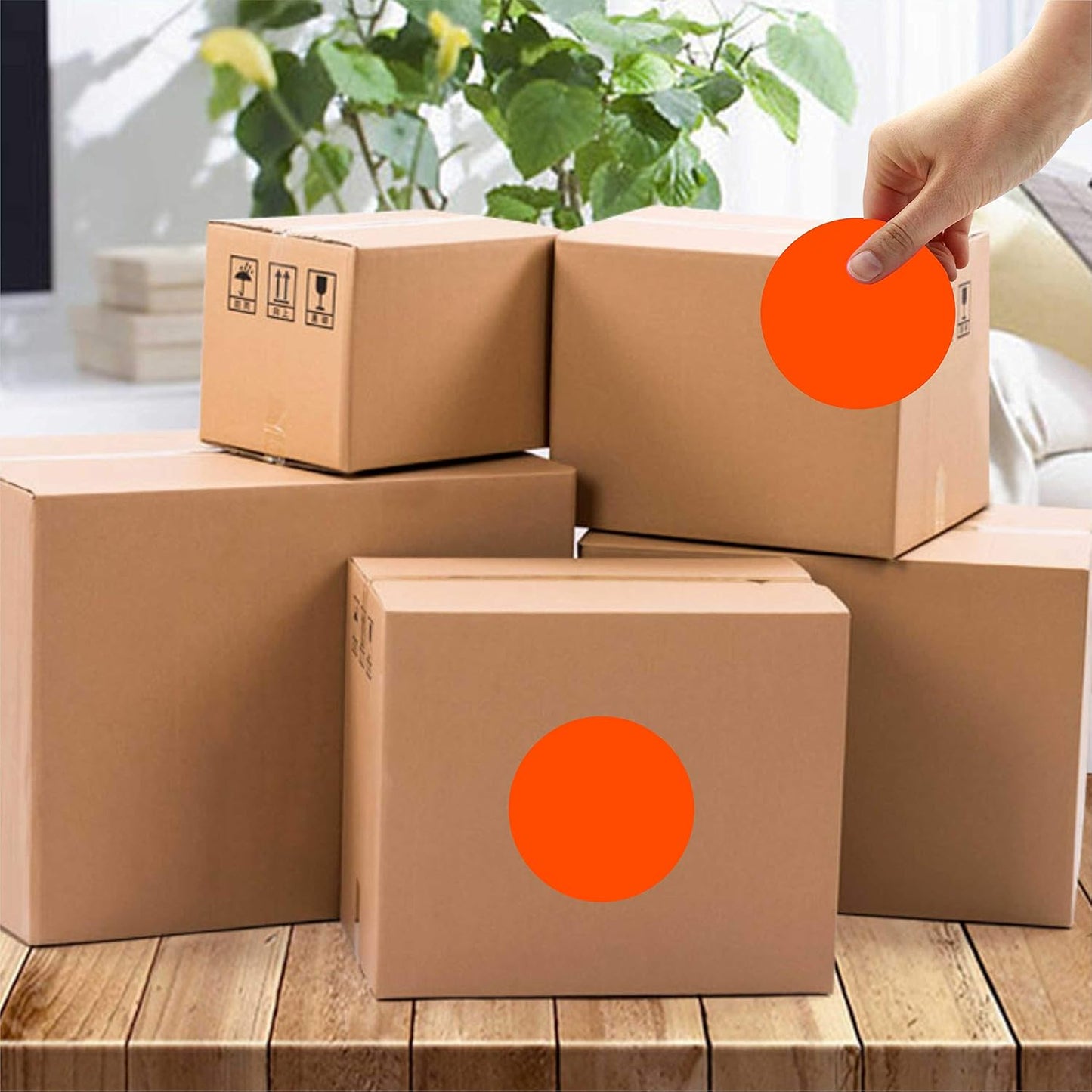 PARLAIM 3 Inch Round Permanent Color-Code Dot Stickers, 500 Color Coding Circle Labels per Roll, 3" Dispenser Box for Inventory, Orange