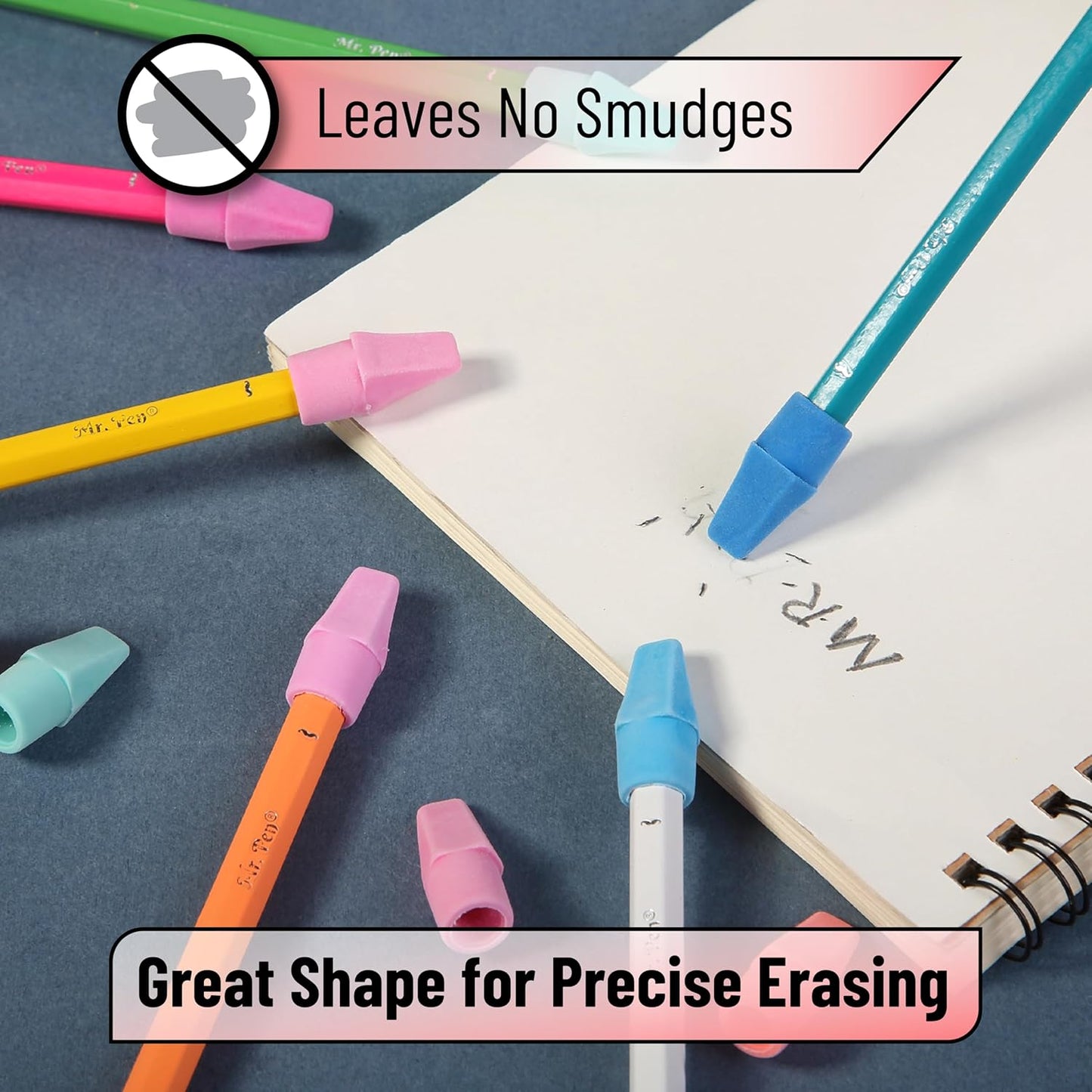 Mr. Pen- Pencil Erasers Toppers, 120 Pack, Colorful, Latex Free, No Smudge, Mr Pen Erasers for Pencils