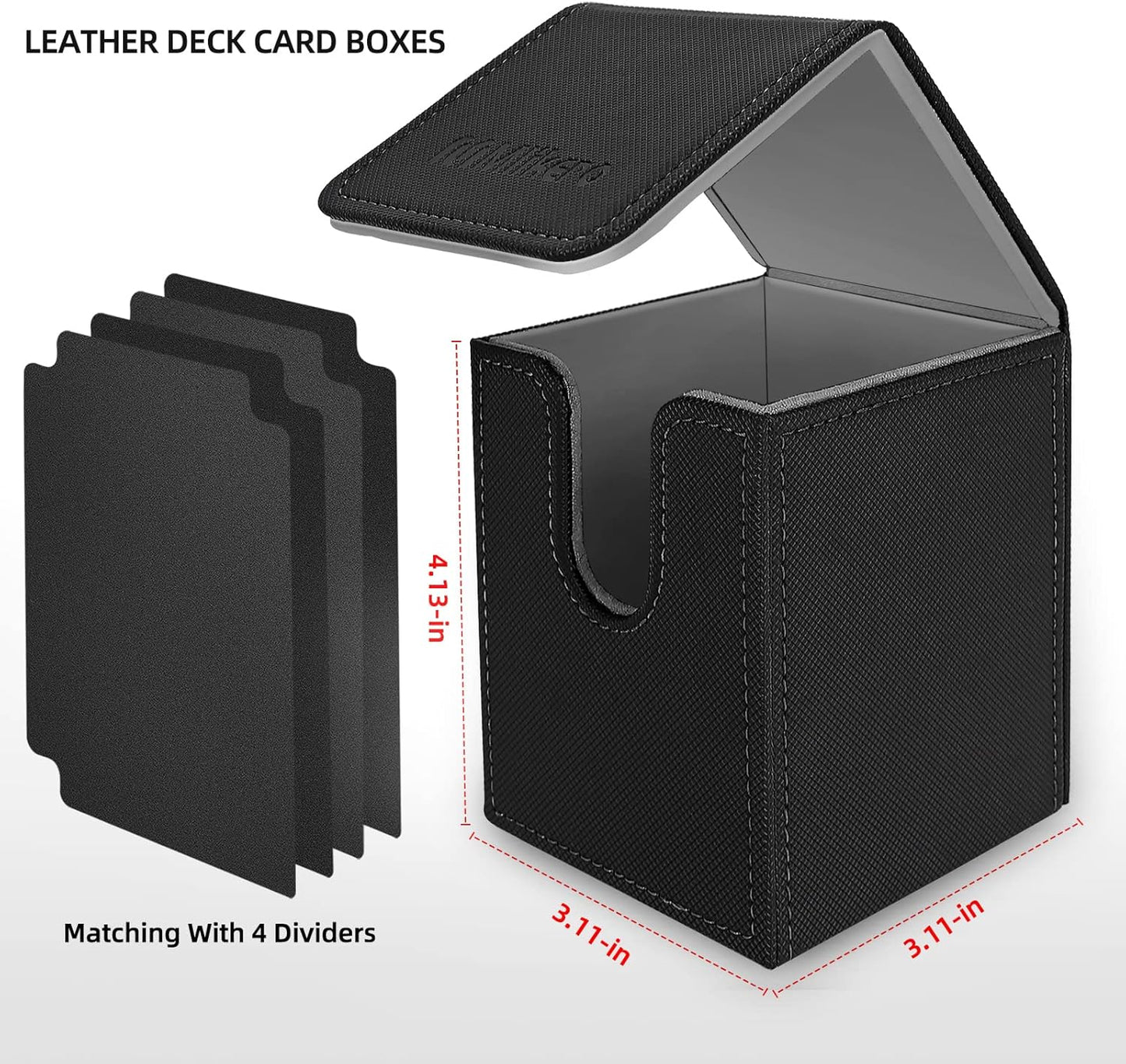Mlikero 4 Pack Card Deck Box, Commander Deck Box Holds 400+ Single Sleeved Cards with 4 Dividers, Leather Magnetic Card Box Fit for MTG, TCG