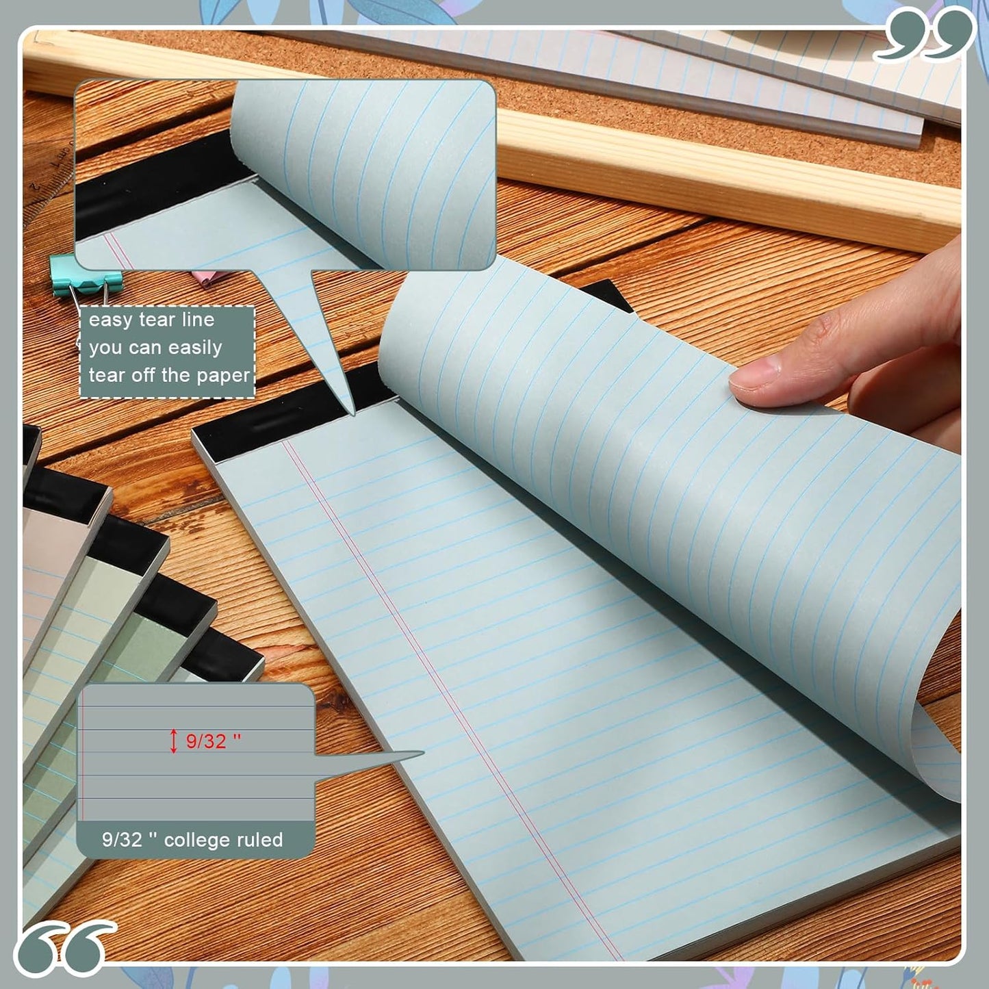 Lincia 24 Pcs 12 Pcs 5" x 8" Small Legal Pads Colored Lined Note Pads Narrow Ruled Writing Notepads 50 Sheets Per Micro Paper Notebook Lined and Perforated for College Office Supplies (Fresh Colors)