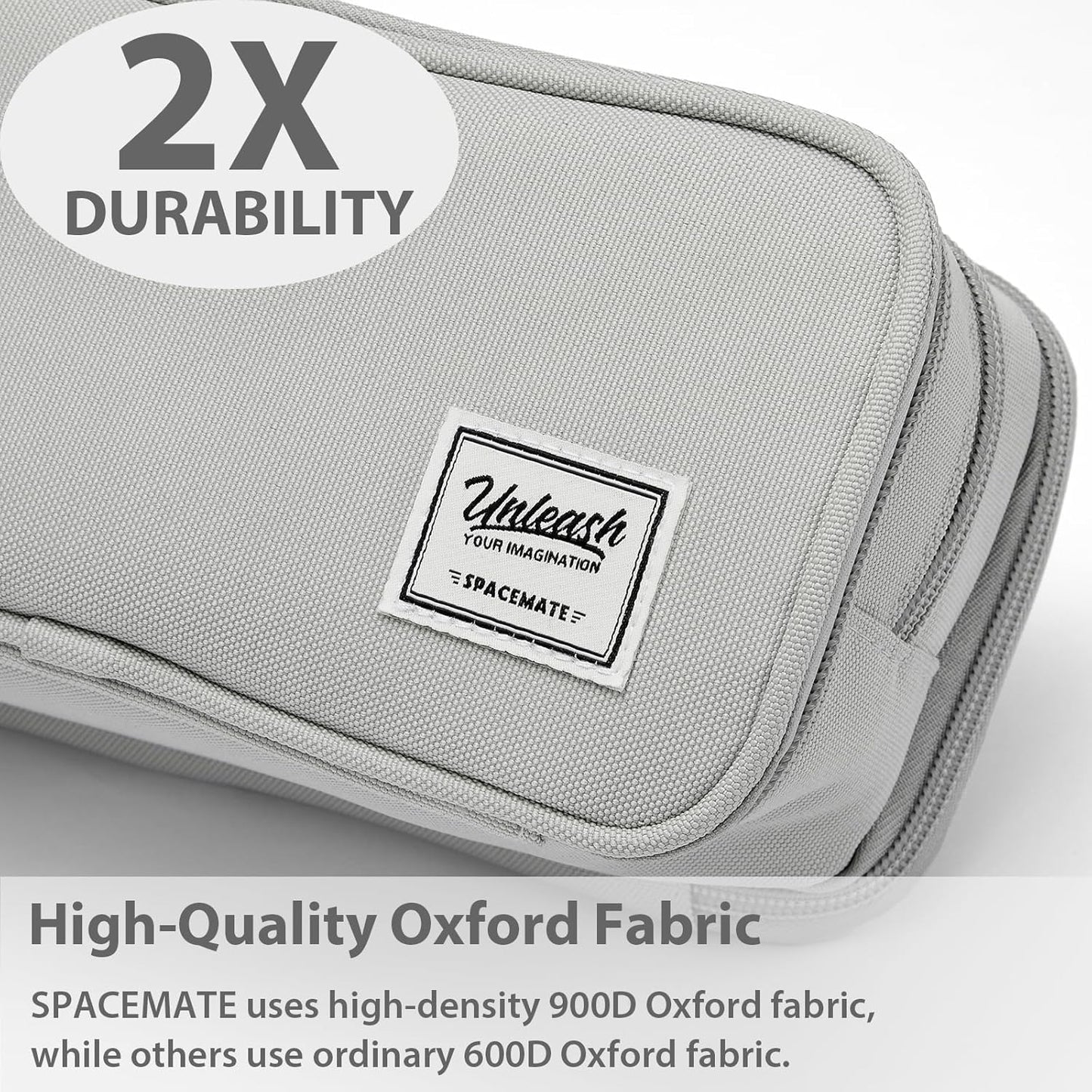 Pencil Case Pouch Box Bag School Supplies Girls Boys Kids, Cute Preppy Stuff Big Capacity Aesthetic Pen Organizer, Back to College Stationary, Gray, Extra Large Style, 2300ml