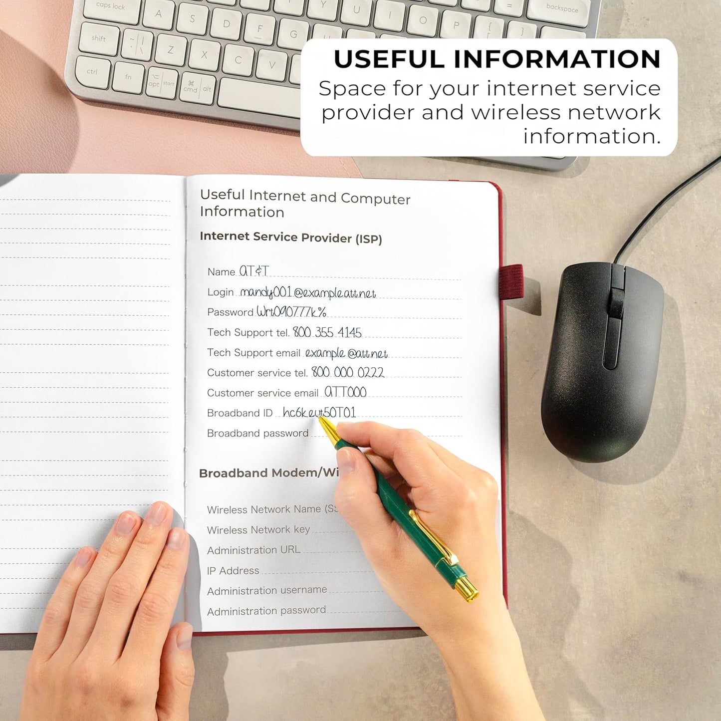 Clever Fox Password Book with alphabetical tabs. Internet Address Organizer Logbook. Large Password Keeper for Website Logins (Wine Red)