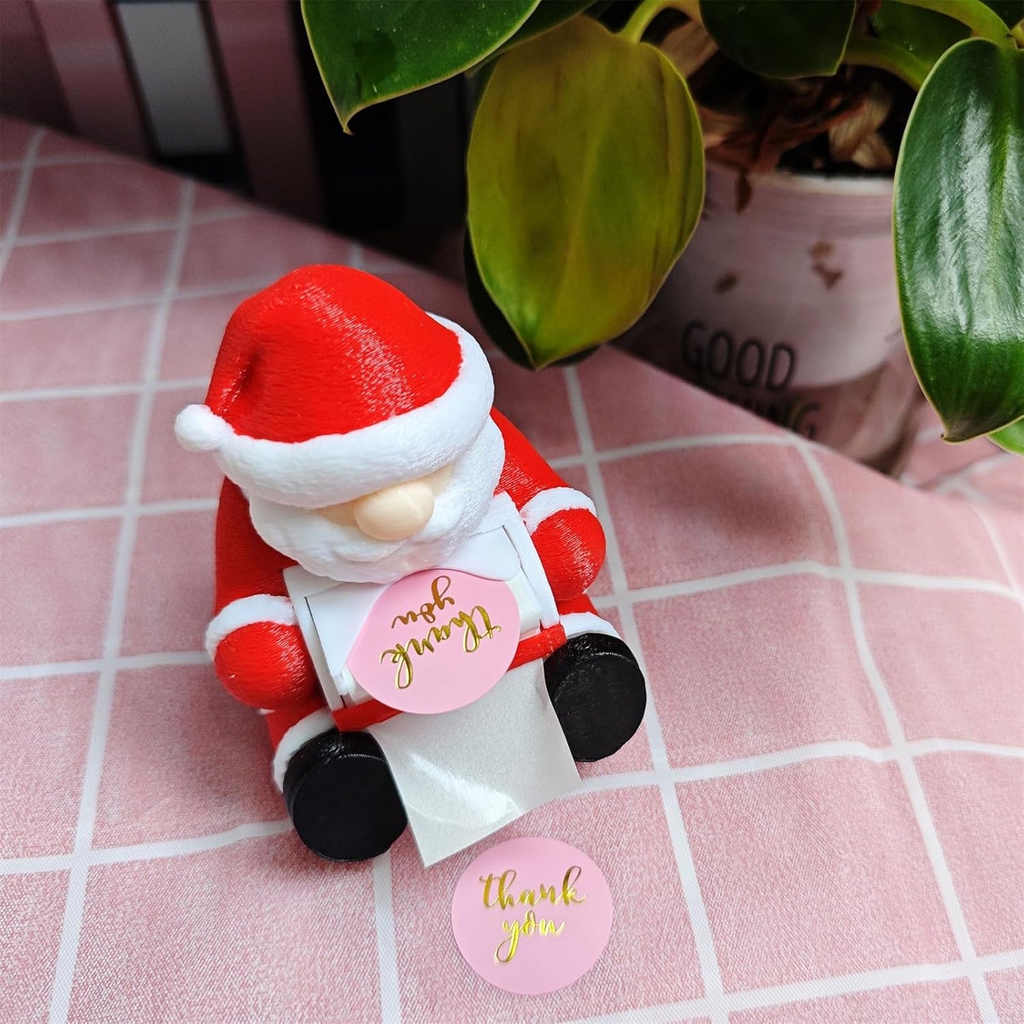 Christmas_Santa_Claus Postage Stamp Holder Stamp Roll Dispenser for Office Desk Accessories, No Stamps, 1.18" Core, C05