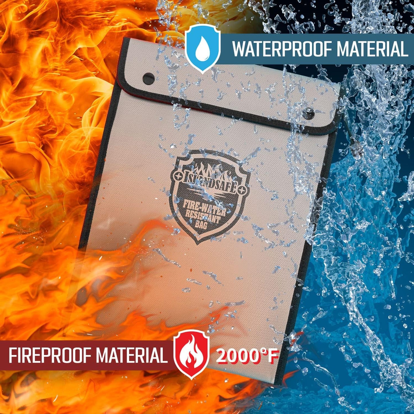 Fireproof Document Bag, Waterproof Money Bag Pocket with Zipper Closure, Storage Pouch for Valuables, A4 A5 Document File, Cash, Credit Card, Passport (Grey, small+big set)