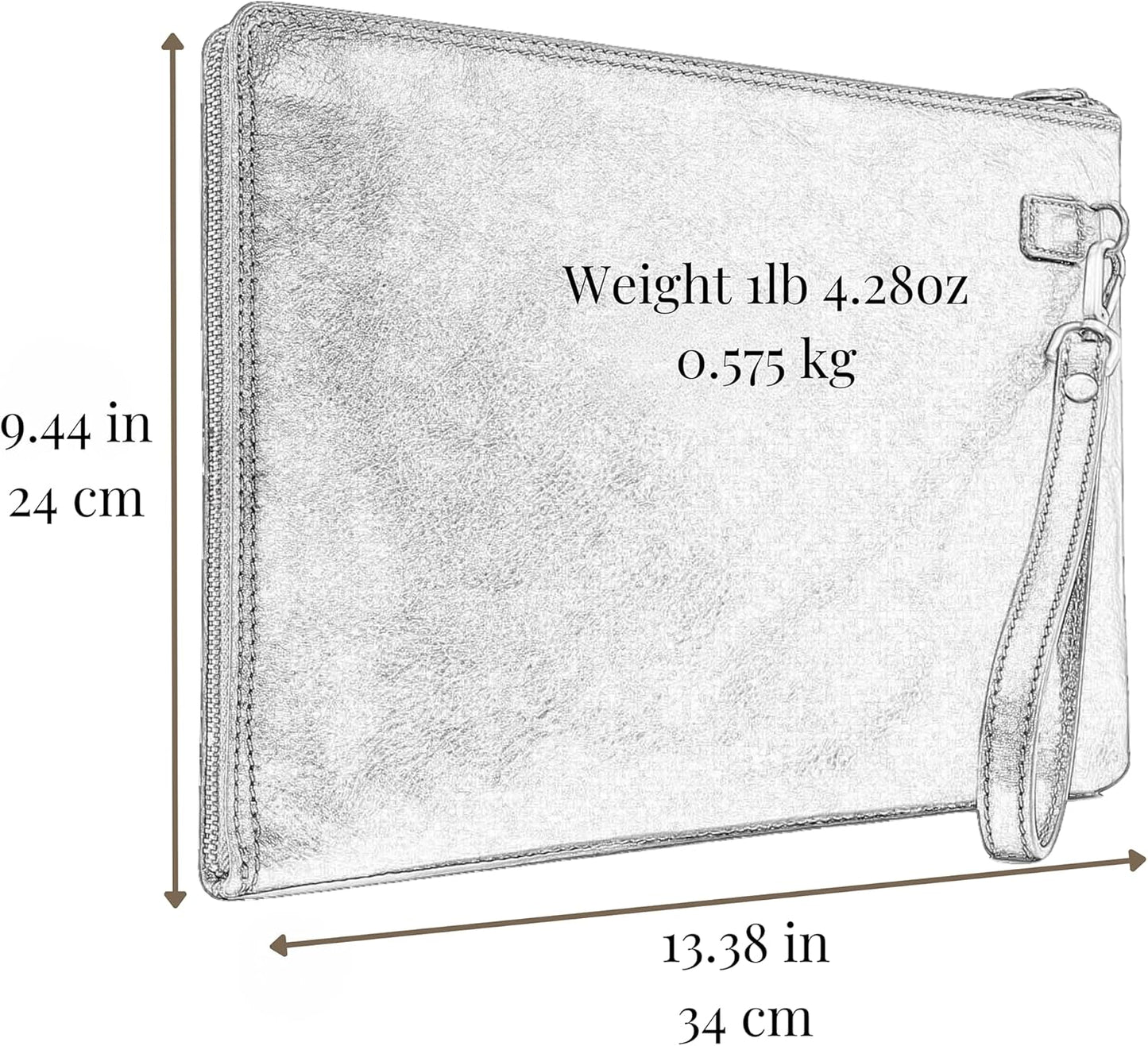 Time Resistance Leather Clutch for Men Organizer Wrist Bag Briefcase Handmade in Italy