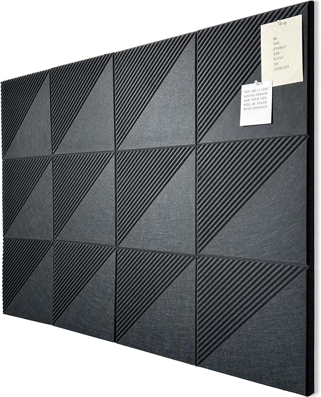 Large Cork Board for Walls 48"x 36", 12 Pack Felt Wall Tiles with Safe Removable Adhesive Tabs, Cork Board for Office,Pinboard Bulletin Board - Black