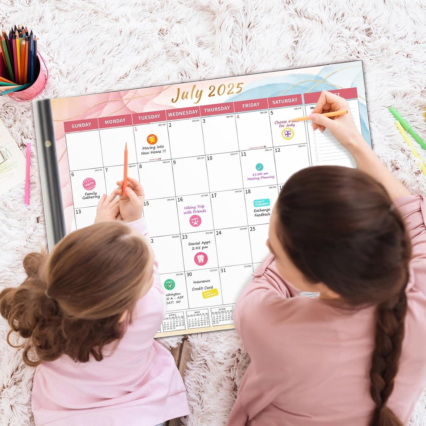 Ospelelf Desk Calendar 2025-2026 Large 22'' x 17'' Calendar 2025 Monthly Desktop Calendar, 18 Month Calendar, Use July 2025 - Dec 2026, Multicolor