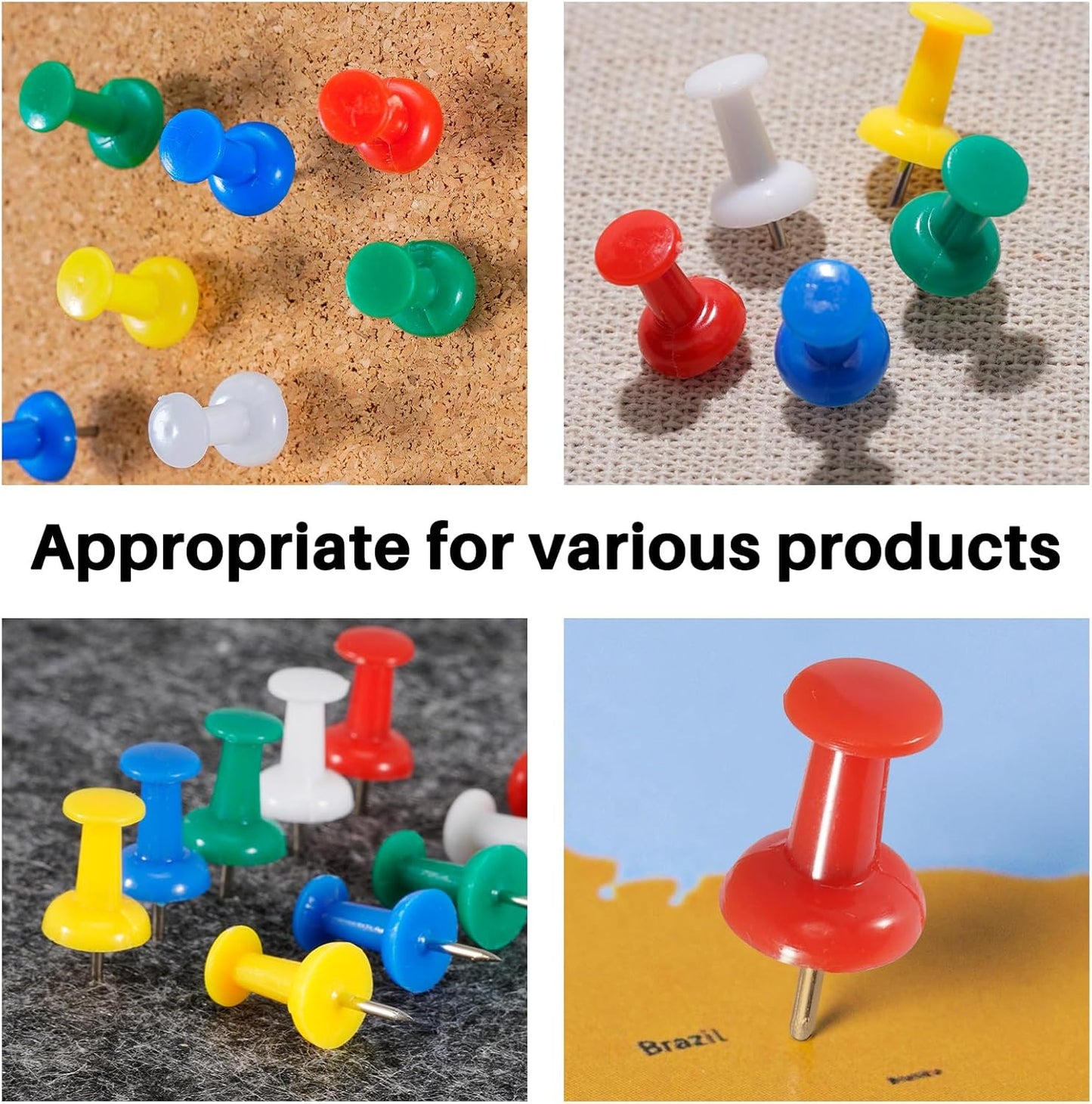 120Pcs Push Pins for Bulletin Board, Thumb Tacks for Cork Board, Colorful Plastic Head, Steel Tip, Thumbtacks for Wall Poster Photo Maps Pictures Office Home Decor