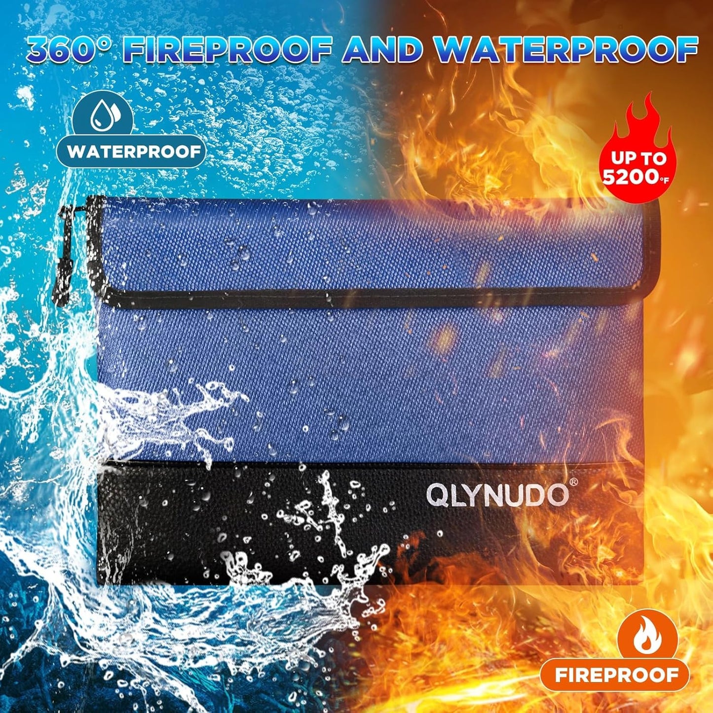 5200℉ Fireproof Money Bag for Cash, Fireproof Bag, Fireproof Pouch for Important Documents and Valuables, 11x7.7 Inch, Waterproof Zipper