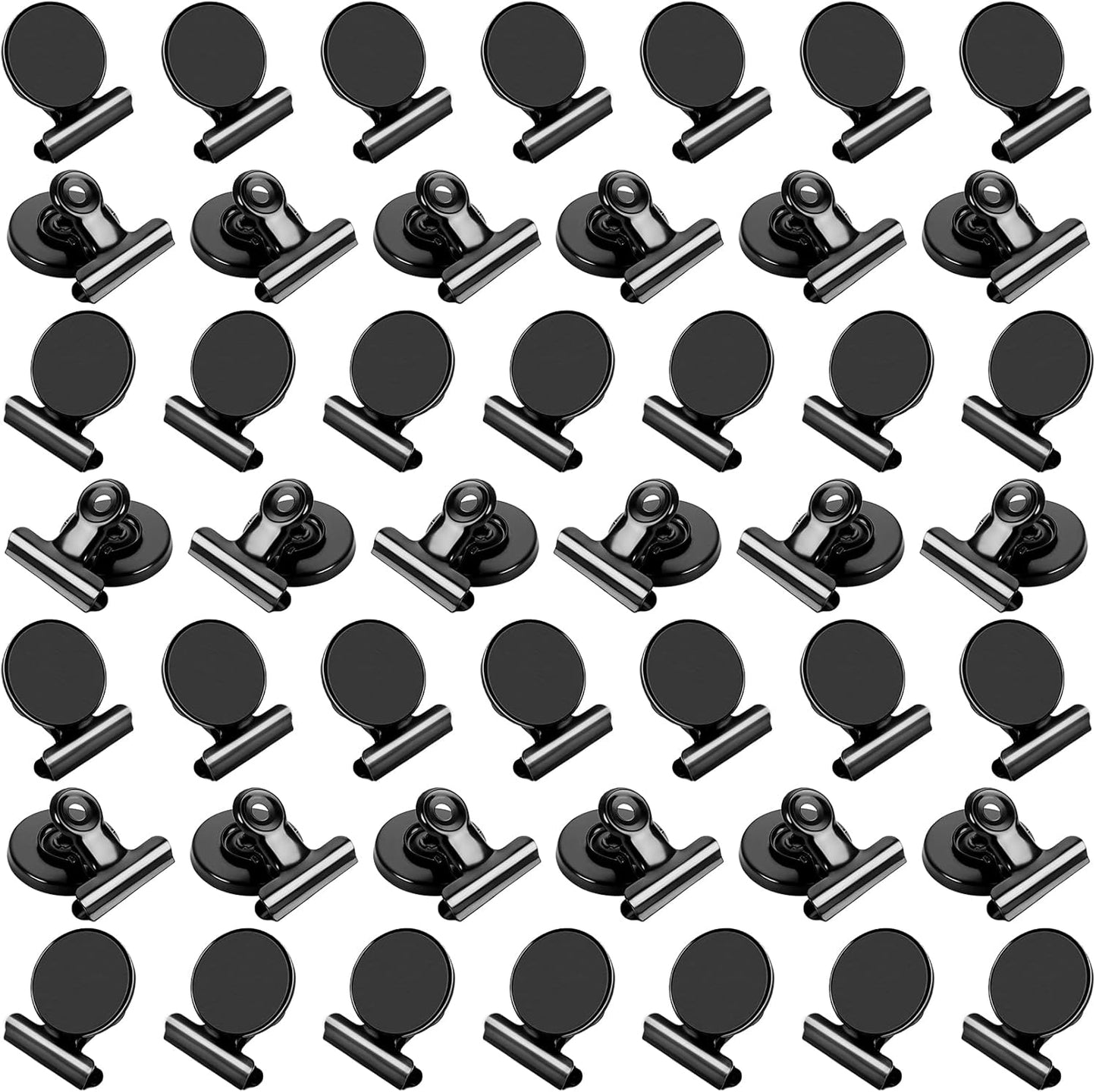 VNDUEEY 50 Pack Fridge Magnets Refrigerator Magnets, Magnetic Clips for Whiteboard Locker, Magnetic Paper Clips, Paperclip Dispenser Magnet Clips for Desk, School, Office (Black)