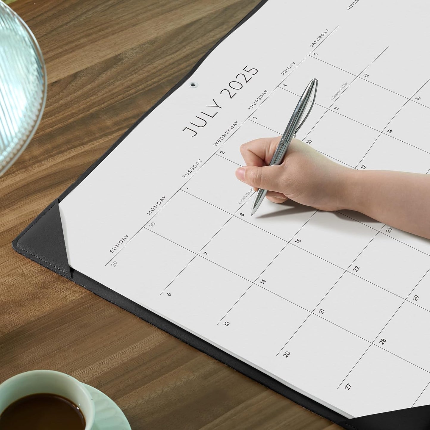 Cabbrix Simplified Desk Calendar 2025-2026 with Desktop Mat, Desk Pad Calendar Large 21" x 16-1/2" Covering July 2025 to June 2026, Monthly Desktop Calendar for Home School and Office (Black)