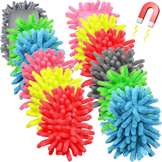 Epakh 12 Pieces Magnetic Microfiber Dry Eraser Microfiber Whiteboard Washable Shag Erase Board for Markers Chalk Home Classroom and Office(Grey, Neon Green, Neon Yellow, Red, Pink, Blue)