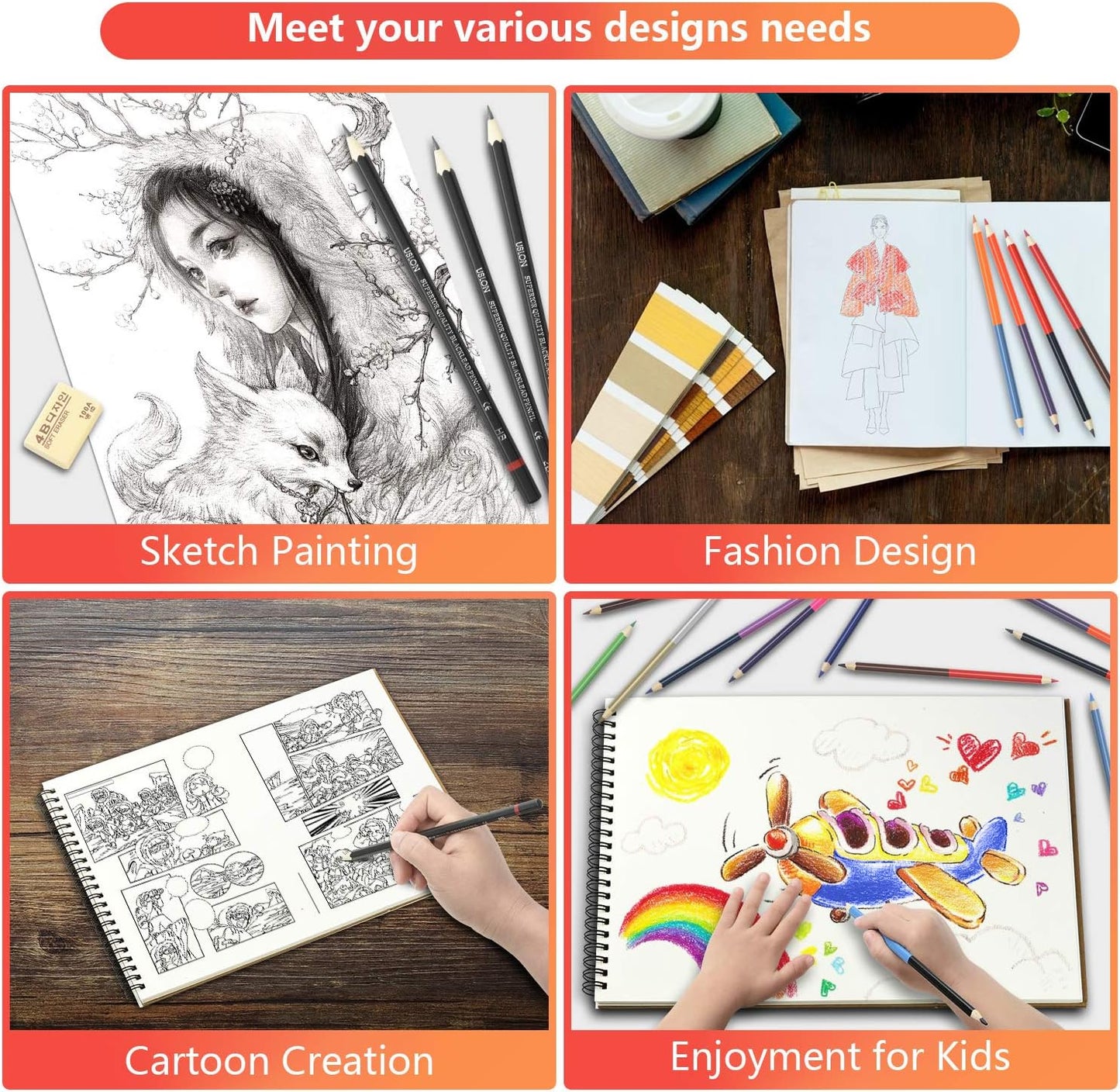 HomeMall Drawing Sketching Pencils Set, 37 Packs Art Kit with Sketchbook Draw Pencils Dual Ended Color Pencil Eraser Sharpener Pencil Bag for Kids Adults and Art Beginners…