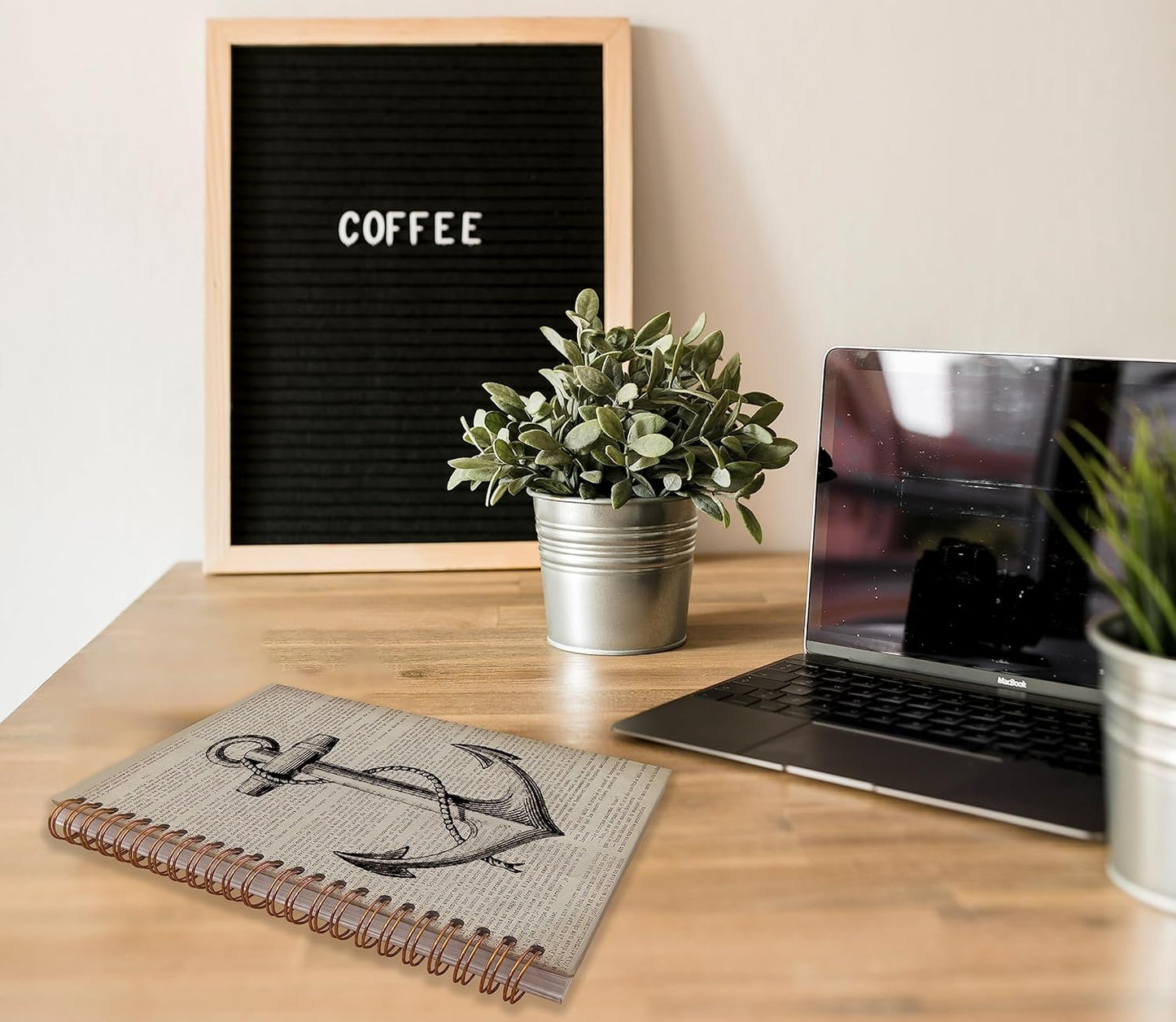 Vintage Nautical Anchor with Rope Dictionary Art Lined Spiral Journal Notebook 8.3×5.5 Inches Hardcover College Ruled Notebook Journal for Work Note Taking Journaling,Gifts for Ocean Lovers