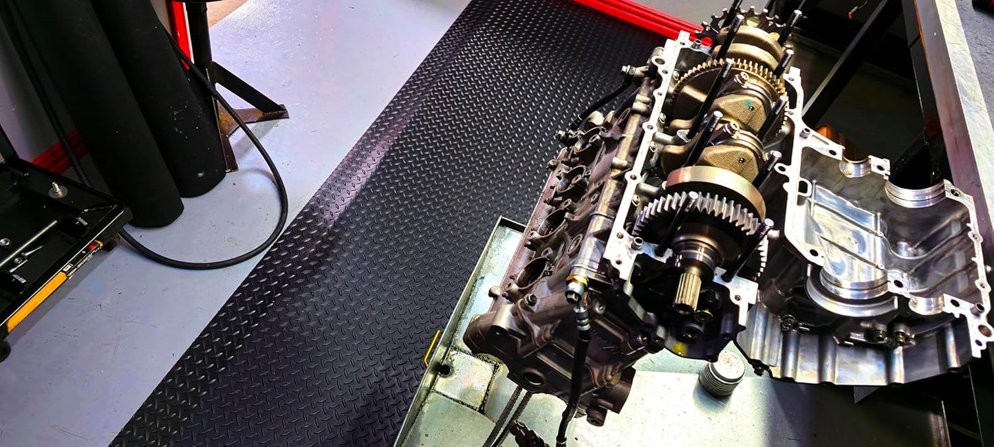 Rhino Mats, American Classic Diamond Anti-Fatigue Mats, Industrial Ergonomic Comfort Standing Mat for Work, Home, Garage, Office, Kitchen or Anywhere (Black 9/16" Thick, 3 FT. x 25 FT.)