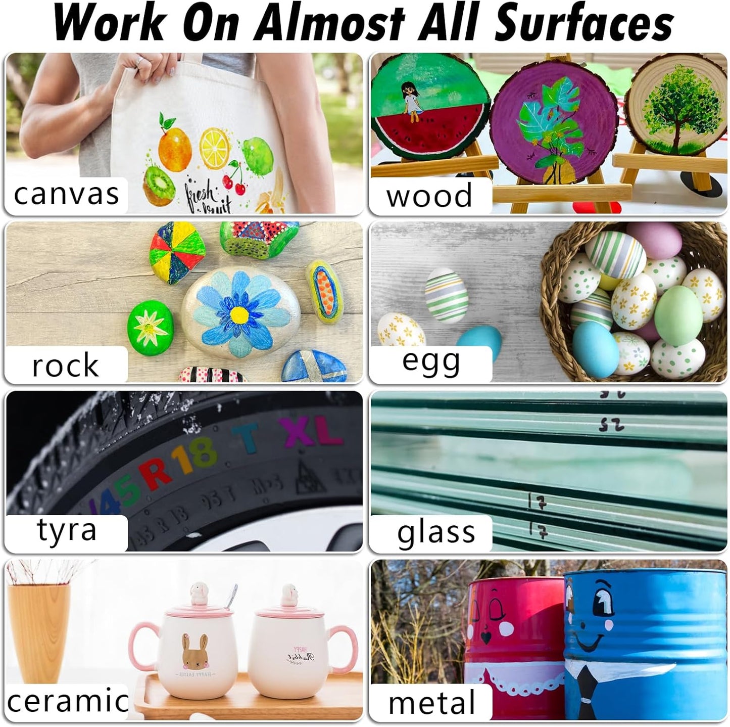 Gold Paint Pens Paint Markers - 12 Pack Permanent Quick Dry Waterproof Marker Pens for Rocks Wood Fabric Plastic Canvas Glass Mugs Metal Tire Stone