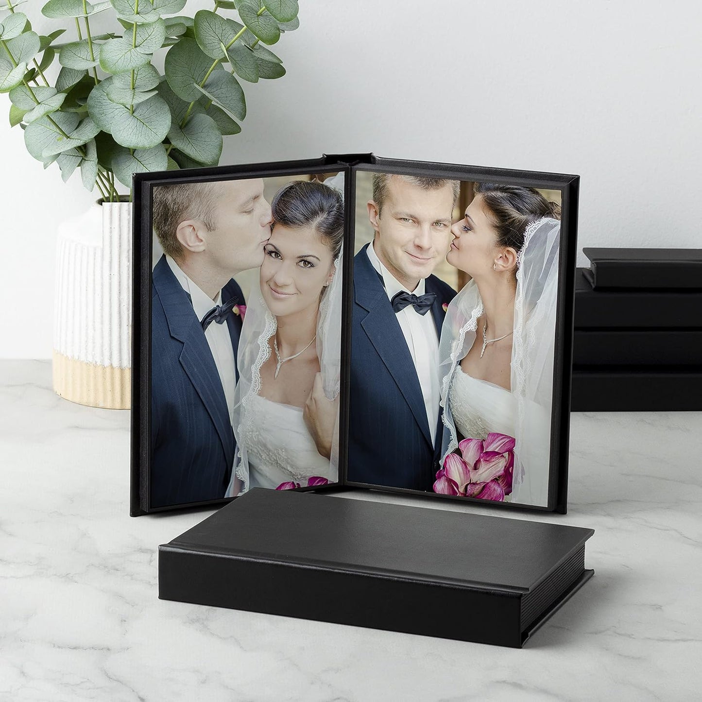 Neil Enterprises Inc. 6" x 9" Black Leather Self-Stick Photo Album - Holds 20 Photos