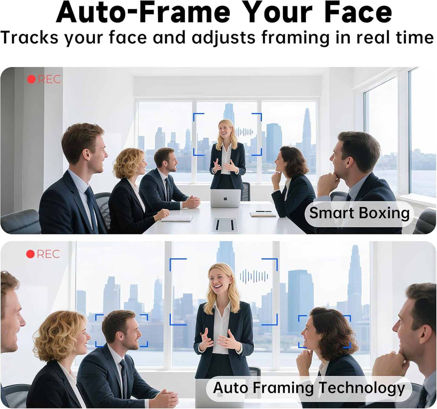 HORION 4K Webcam with Microphone, Auto Framing Camera for PC, 10X EPTZ Zoom, Plug & Play USB 3.0,Video with Dual AI Noise-Canceling Mic, for Video Conference, Streaming, PC/Mac/Linux, HC-5M