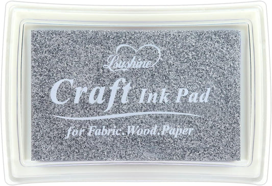 Craft Ink Pad for Rubber Stamps, Paper, Wooden, Fabric, Scrapbooking, Non-Toxic Finger Ink Pads for Kids (Silver)