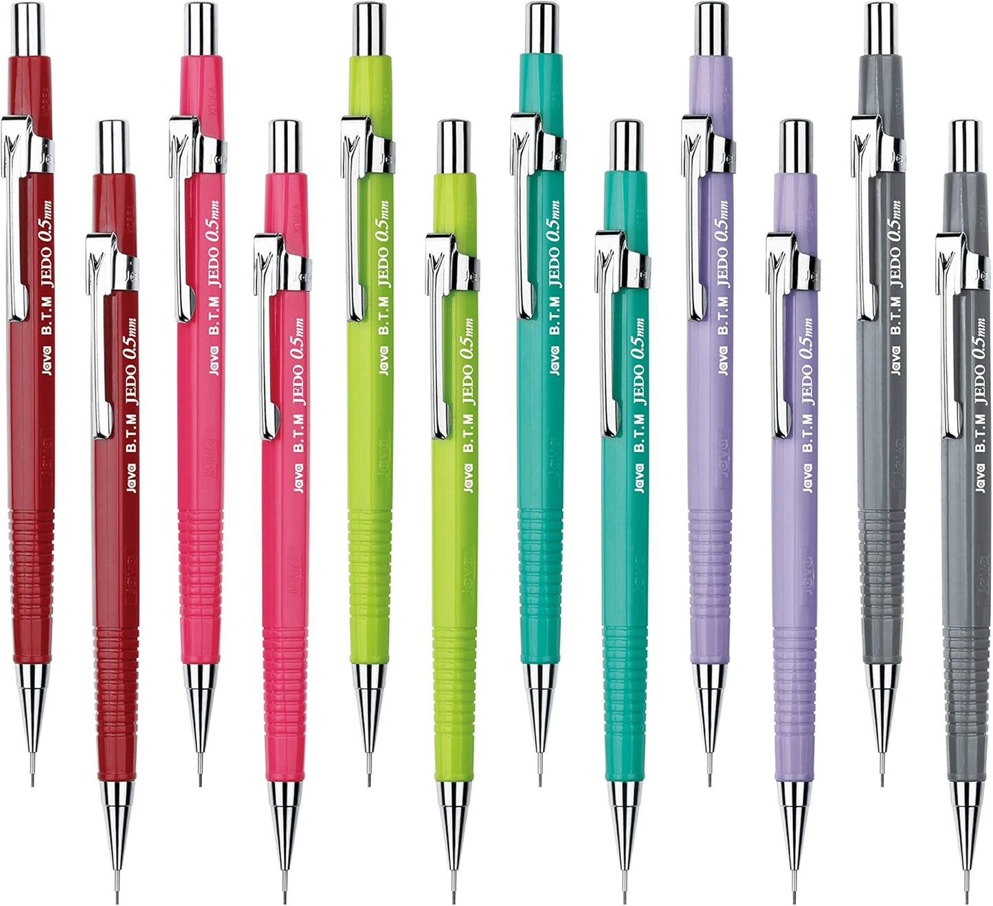 JVPEN 0.5mm Opaque Mechanical Drafting Pencil – Matte Anti‑Roll Barrel, Built-in Eraser, Precision Lead for Drawing, Writing & Office Use – 12‑Pack (Made in Korea)