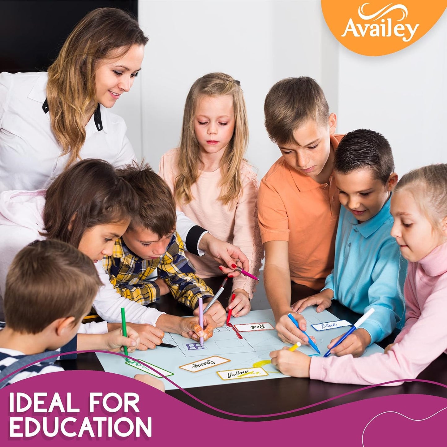 Availey 48 Pieces (3.2 x 1.2") - Colored Border Magnetic Dry Erase Labels - Reusable Strips for Classroom Home Office Garage Refrigerator Blank Writable Erasable Cards Name Tags Students Locker Shelf