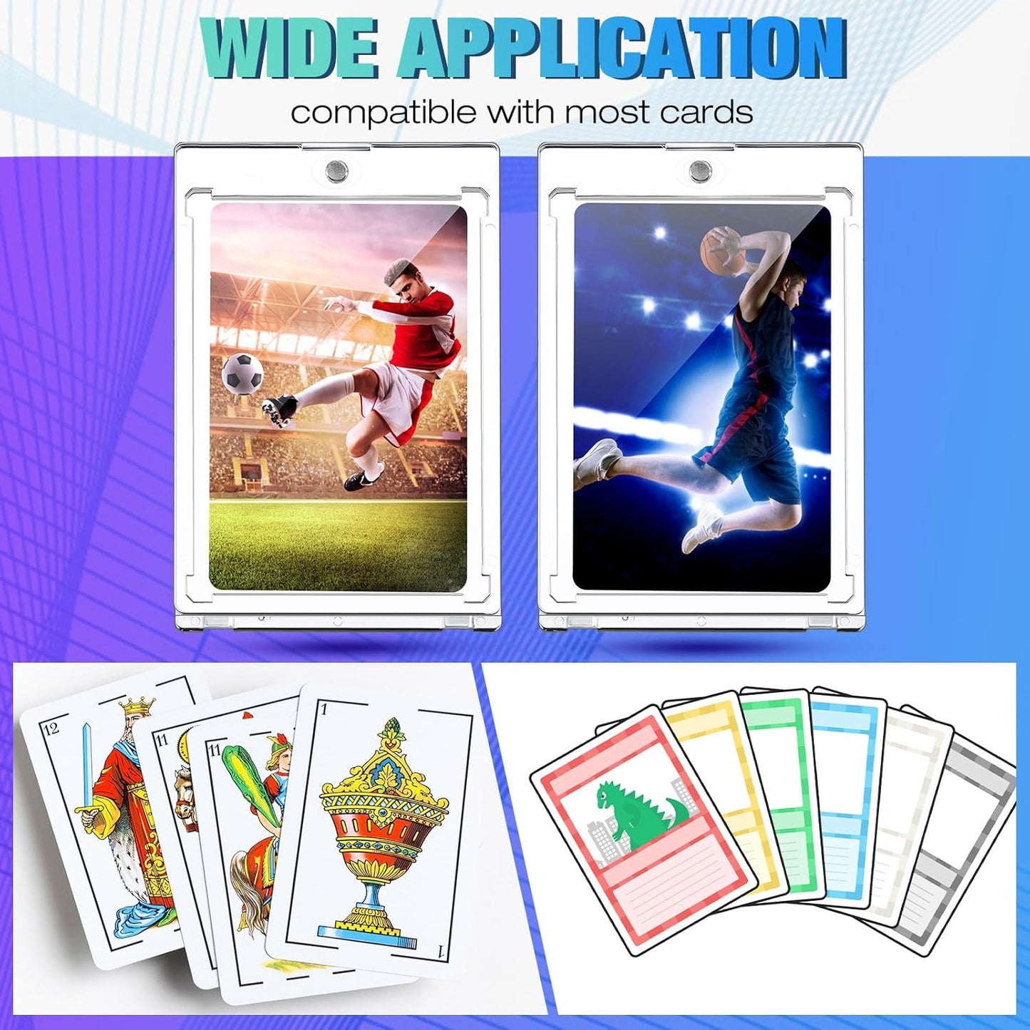 SATINIOR 15 Pcs 100 Pt Magnetic Card Holder, Holder Case Clear Protectors for Thick Baseball Football Hockey Cards