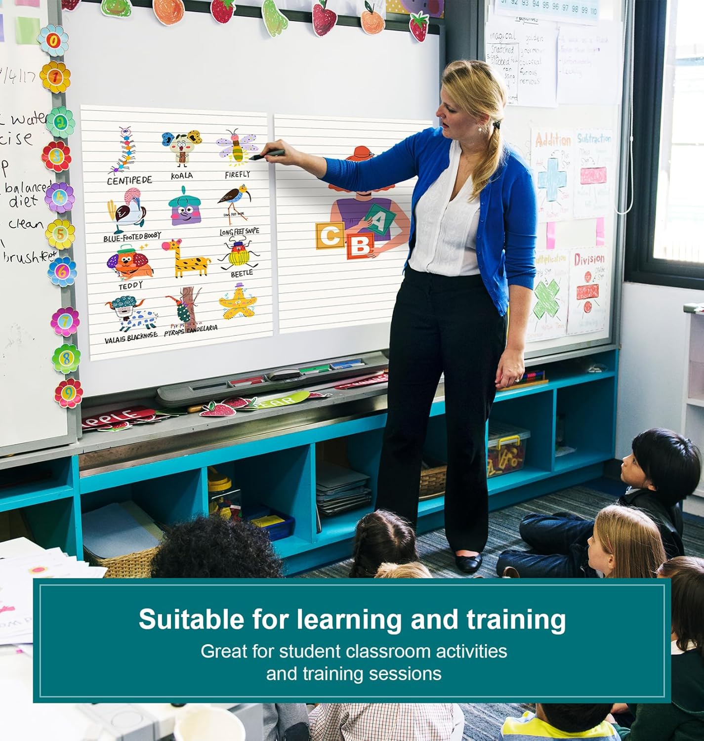 ViVin Lined Sticky Easel Pad, 25 x 30 Inches Flip Chart Paper for Teachers and Students, Large Self Stick Easel Paper, Teacher Anchor Chart, 30 Sheets/Pad, 10 Pads/Pack