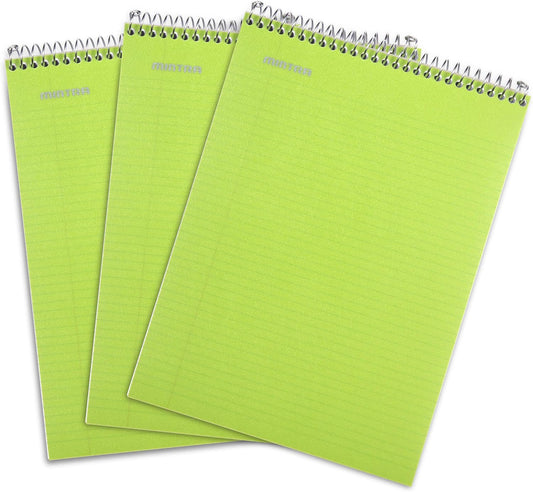 Mintra Office TOP BOUND Durable Spiral Notebooks (Green, College Ruled 3pk)