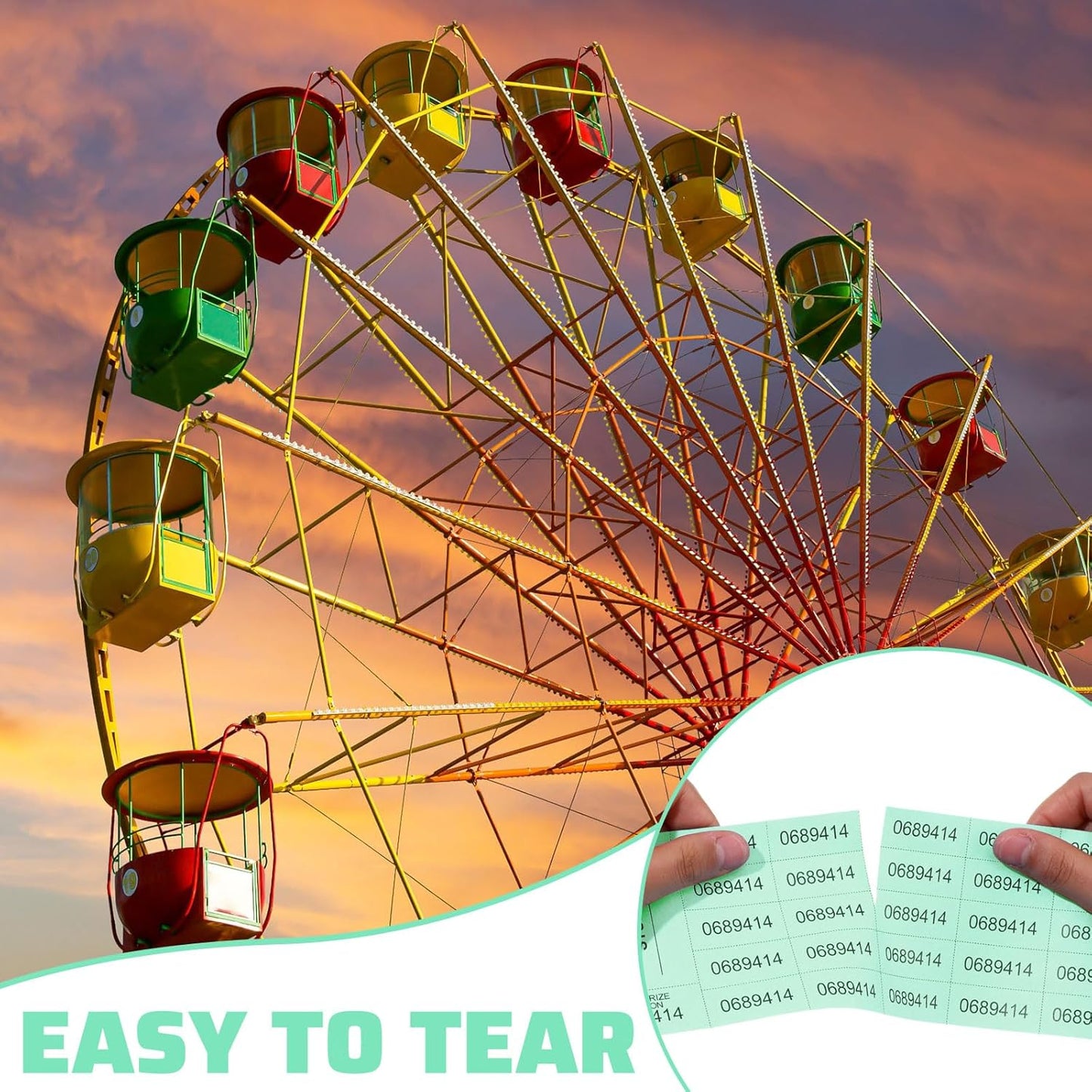 Kosiz 2000 Sheets Raffle Ticket 25 Bid Chinese Auction Tickets Tricky Tray Basket Raffle Sheets for Back to School Class Rewards Carnival Door Prizes Events(Green)