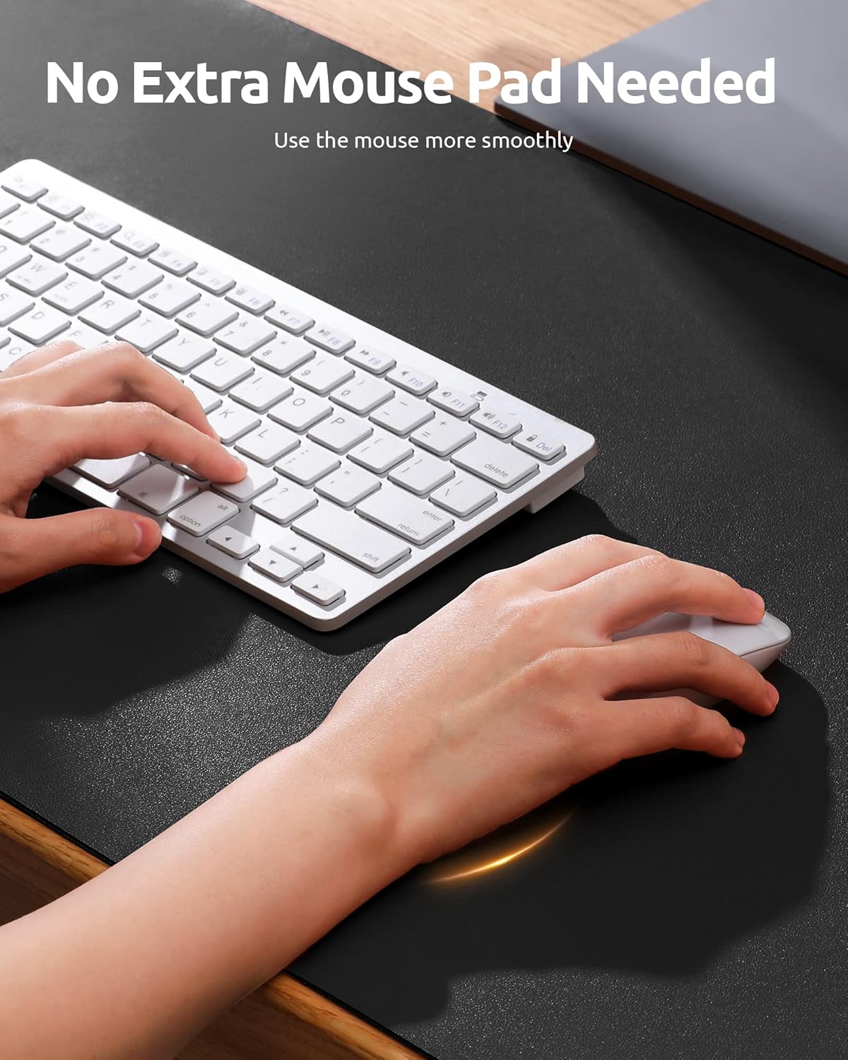 YSAGi Leather Office Desk Pad Protector, Large Mouse Pad, Non-Slip, PU Leather, Laptop Desk Blotter, Waterproof Writing Pad for Office and Home, Black, 23.6" x 13.8"