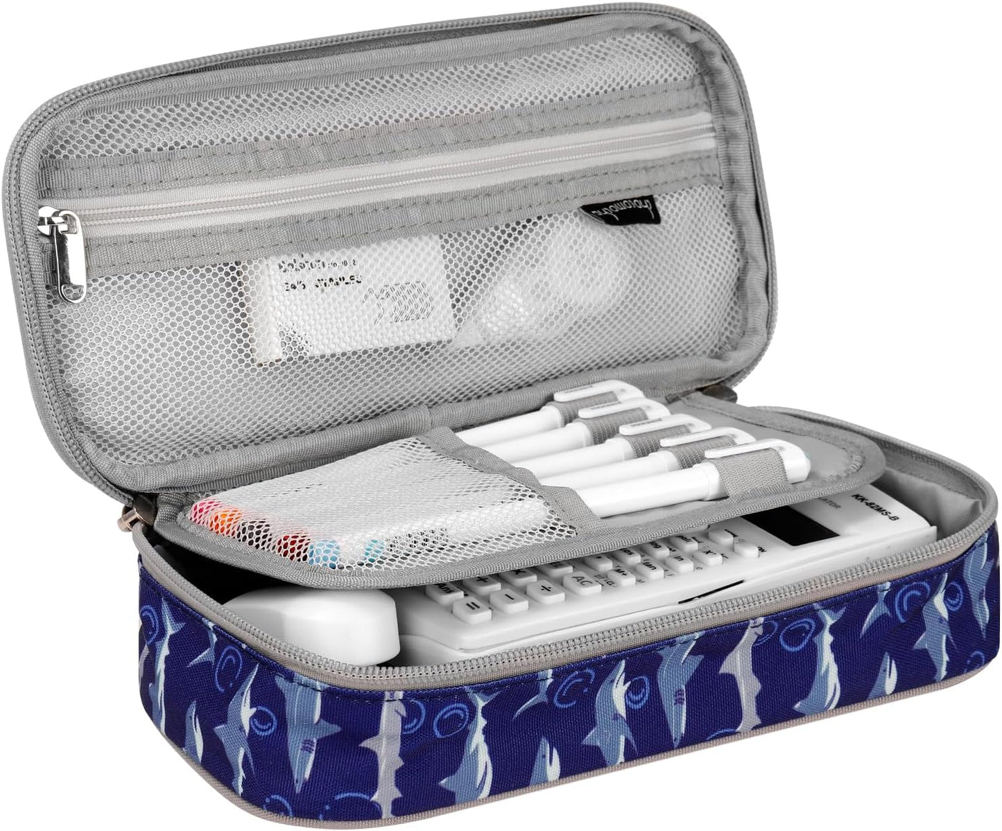 Choco Mocha Dinosaur Pencil Case for Boys, Soft Pencil Case Kids Pencils Pouch for Kindergarten Boys, Blue