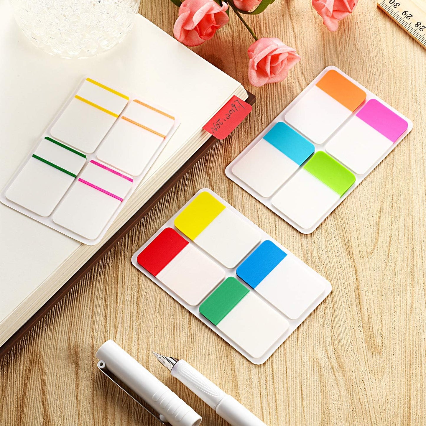 Jovitec 800 Pieces File Tabs Sticky Index Tabs 1 Inch and 2 Inch Writable and Repositionable Filing Tabs Color Tabs for Page Binders Folder Notebooks Book Markers Reading Notes Classify Files