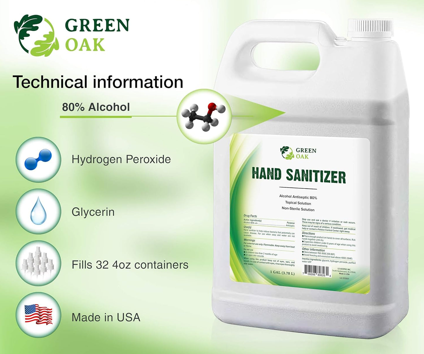 Green Oak Hand Sanitizer Hand Sanitizer Spray Refill (1 Gallon)