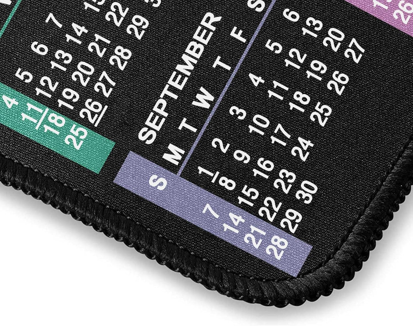 Mouse Pad with Non-Slip Rubber Base, Waterproof Computer Mousepad with Stitched Edges, Mouse Pads for Computers, Laptop, Gaming, Office & Home, 9.5 x 7.8 in (2025 Calendar Jet Black)