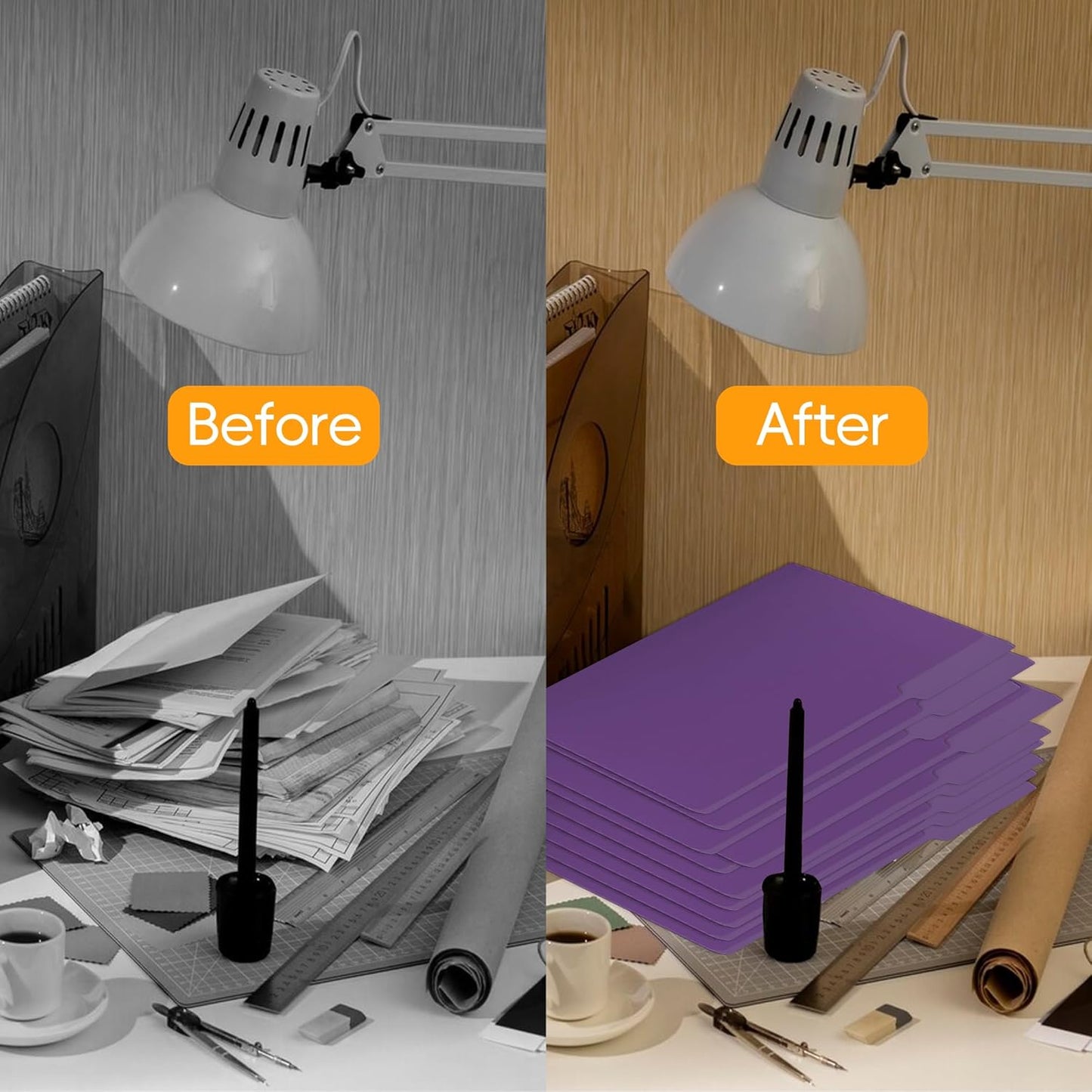 100 Packs Purple File Folder,1/3-Cut Tabs,File Folders Letter Size,8.5x11 File Folders for Office,School and Home,Organizer Documents