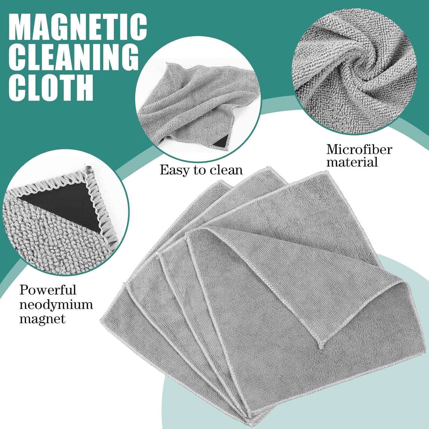 Zopeal 8 Packs Dry Erase Board Cleaning Cloth Microfiber Eraser Magnetic Whiteboard Eraser Washable for Whiteboard Dry Erase Cloth for Home and Office, 10'' x 9. 25''(Light Gray)