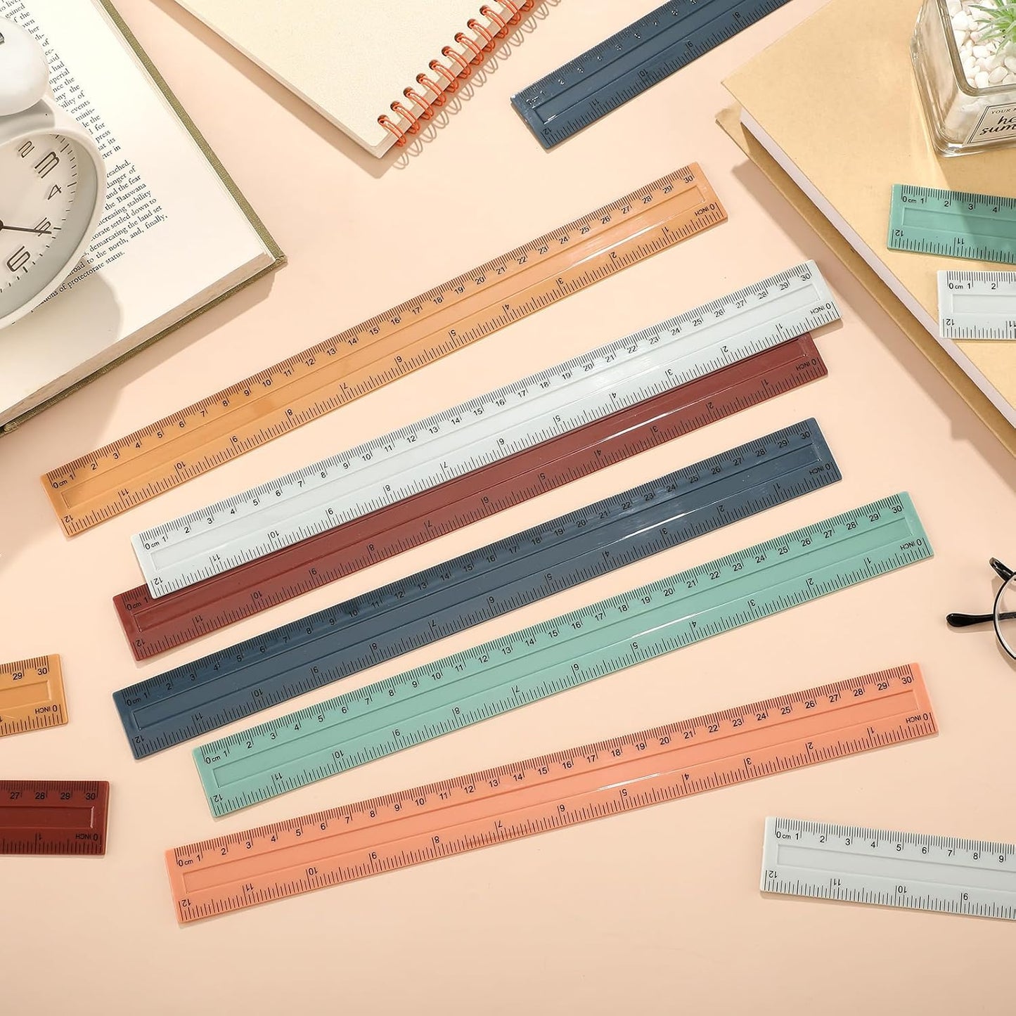 240 Pcs 12 Inch Plastic Rulers Bulk, Back to School Supplies, Assorted Colored Flexible Metric Rulers with Centimeters and Inches Measuring Tool for School Classroom Students(Boho)