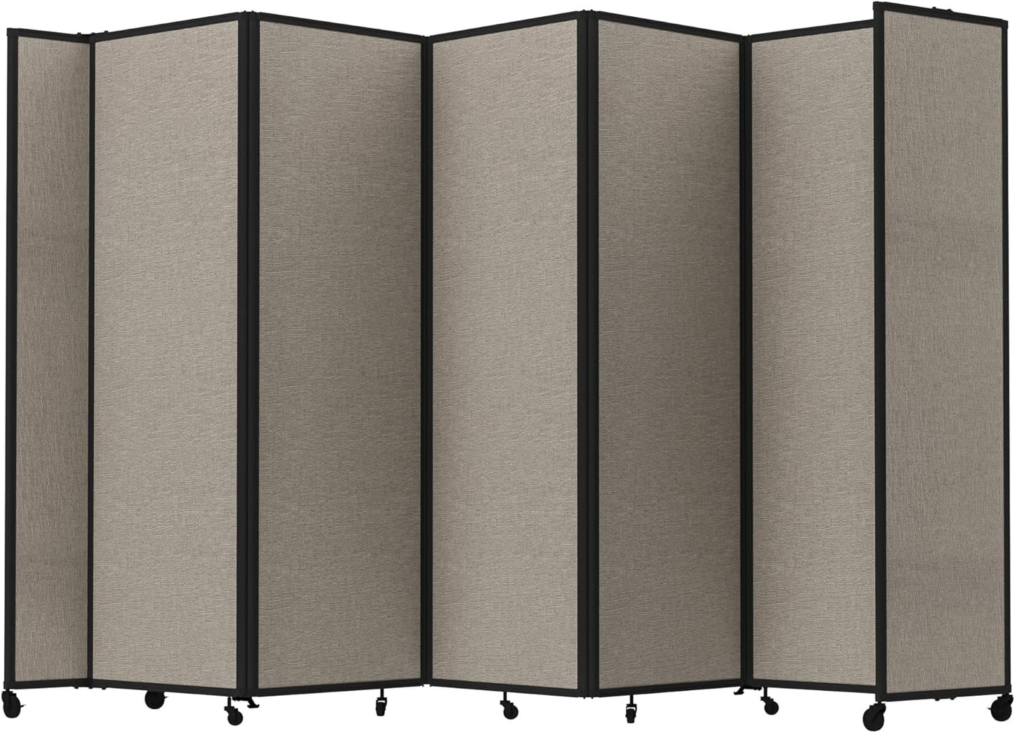 Versare Room Divider 360 Portable Wall Partition | Folding Panels | Large Freestanding Divider | Locking Wheels | Temporary Room Separator | 14' x 7'6'', Warm Pebble