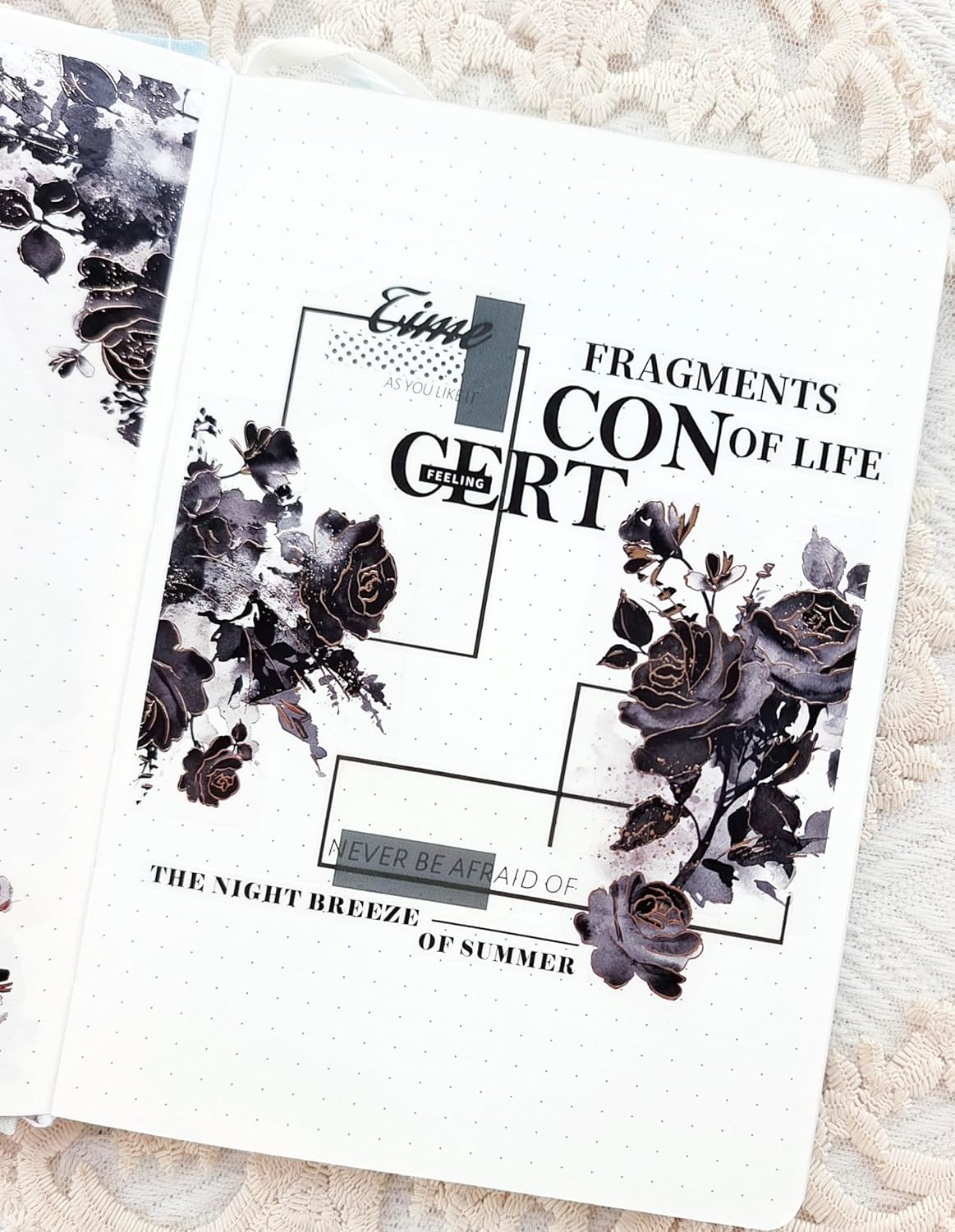 WT Rose Noir Wide Washi Tape Gilded, Single Roll, Original Designs, Black Flower Gold Foil Decors, Journal Scrapbook Bujo Planner DIY Crafts Supplies Gifts, Vintage Floral Adhesive Tape